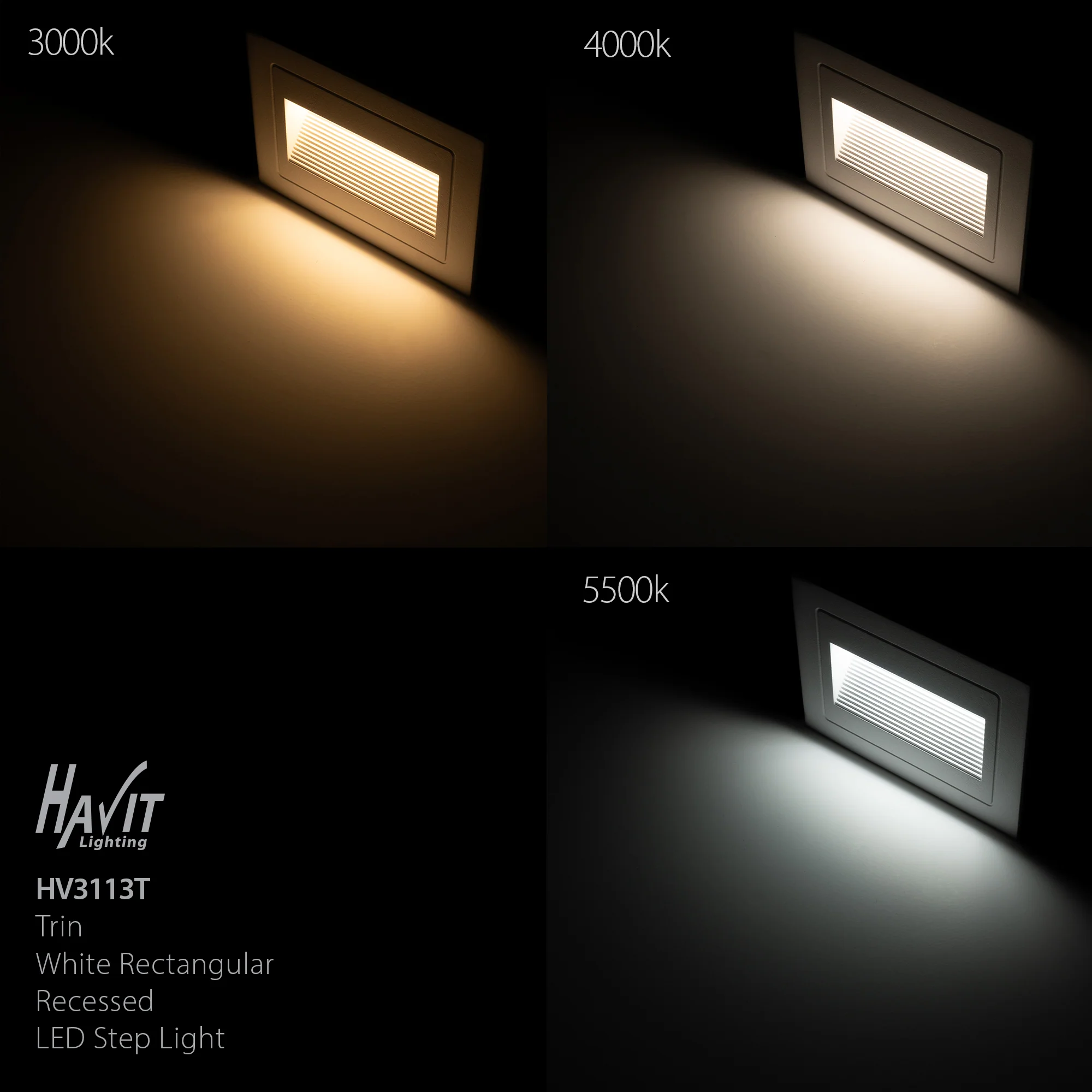 HV3113T-WHT-240V | HV3113T-WHT-12V - Trin White Rectangular Recessed LED Step Light - Image 6