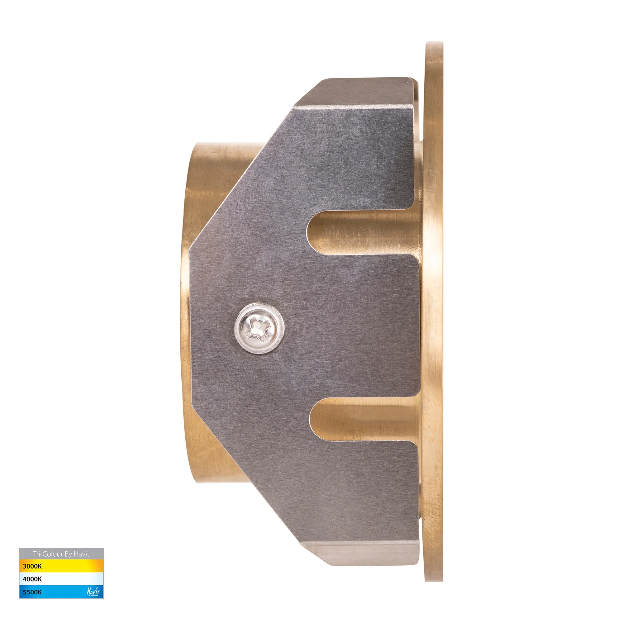 HV3205T-BR-12V - Reces Solid Brass Round TRI Colour Recessed LED Step Light - Image 3