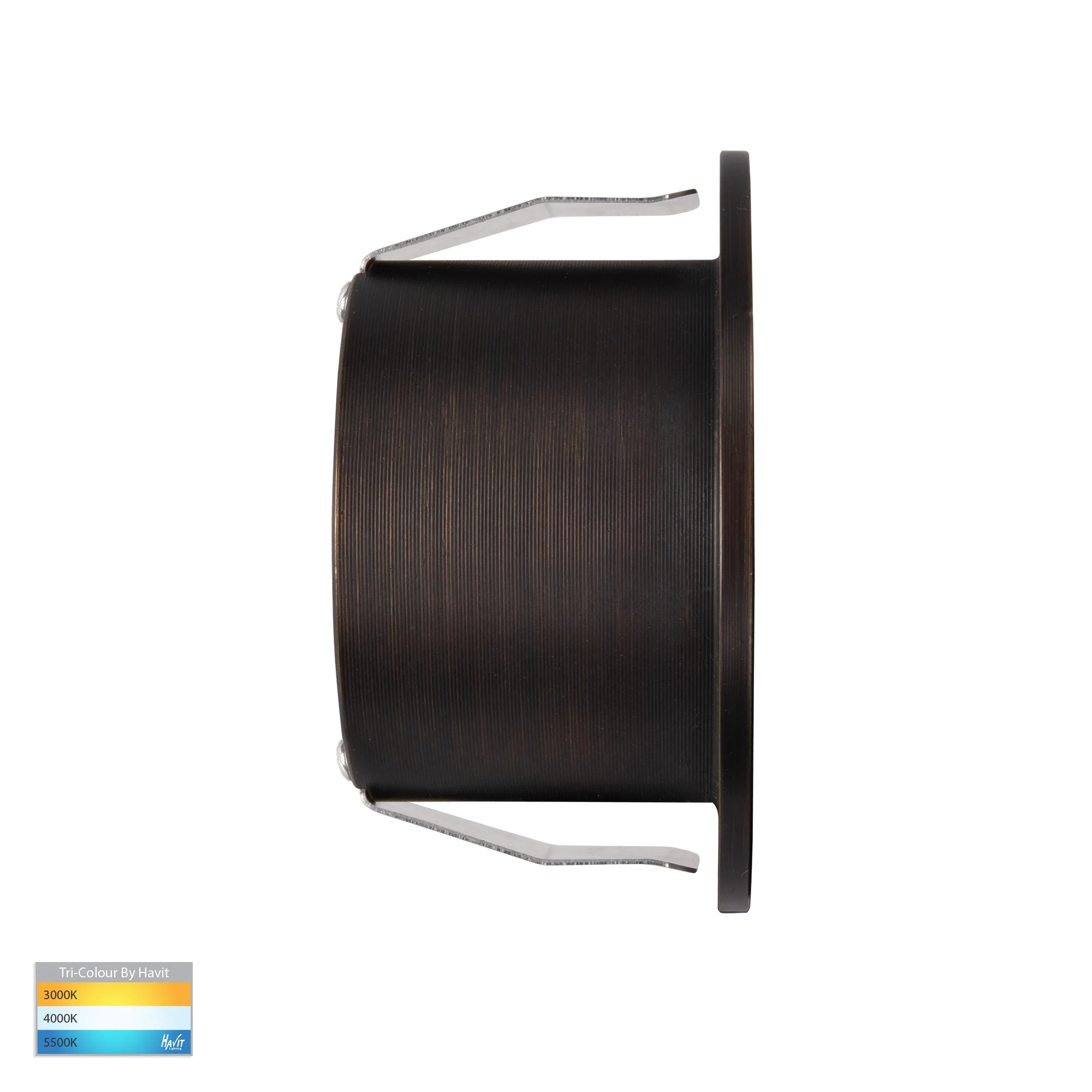 HV3206T-AB-12V - Mini Reces Antique Brass Round TRI Colour Recessed LED Step Light - Image 3
