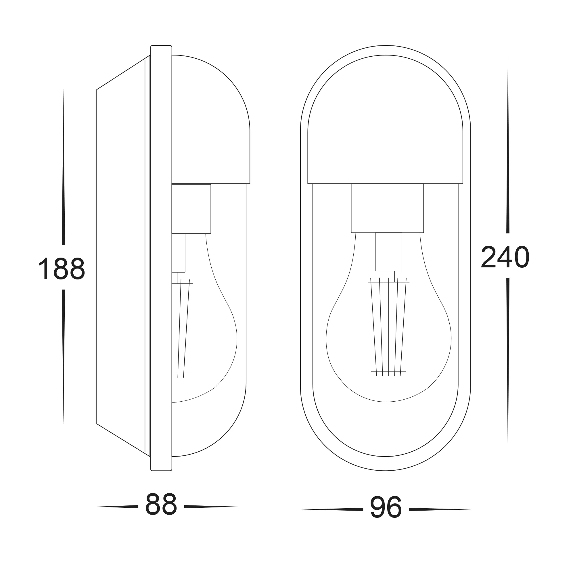 HV3512W-WHT - Lume Polycarbonate White Wall Light - Image 2