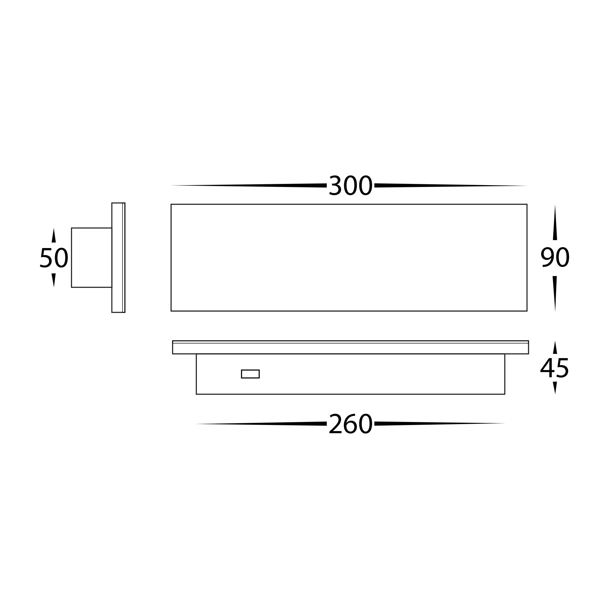 HV3571T-BLK - Barline Shadow Aluminium Black 300mm Wall Light - Image 2