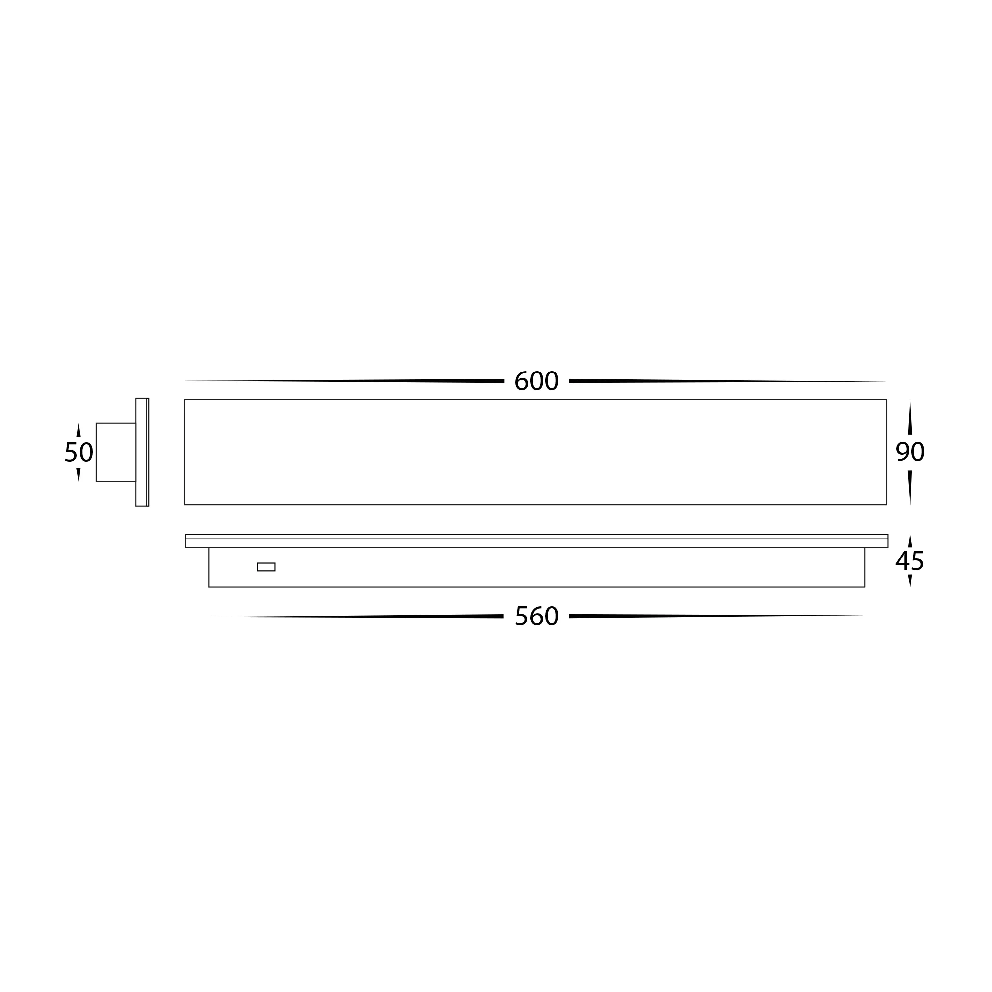HV3572T-BLK - Barline Shadow Aluminium Black 600mm Wall Light - Image 2