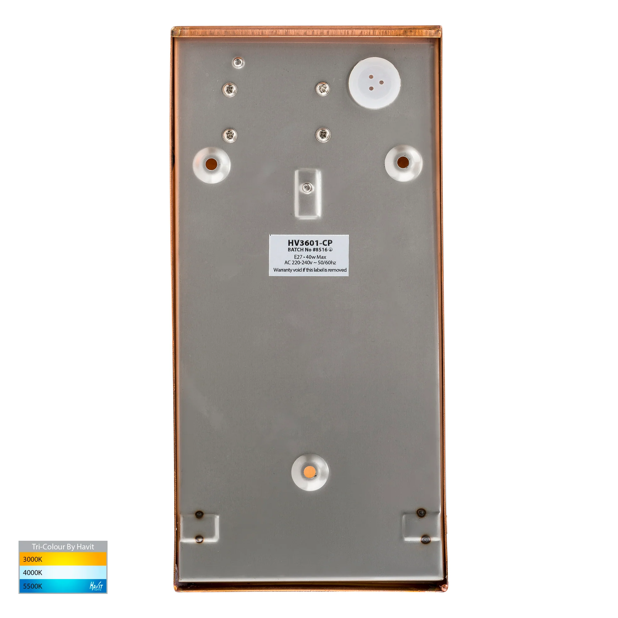 HV3601T-CP - Taper Copper TRI Colour LED Wedge Wall Light - Image 5