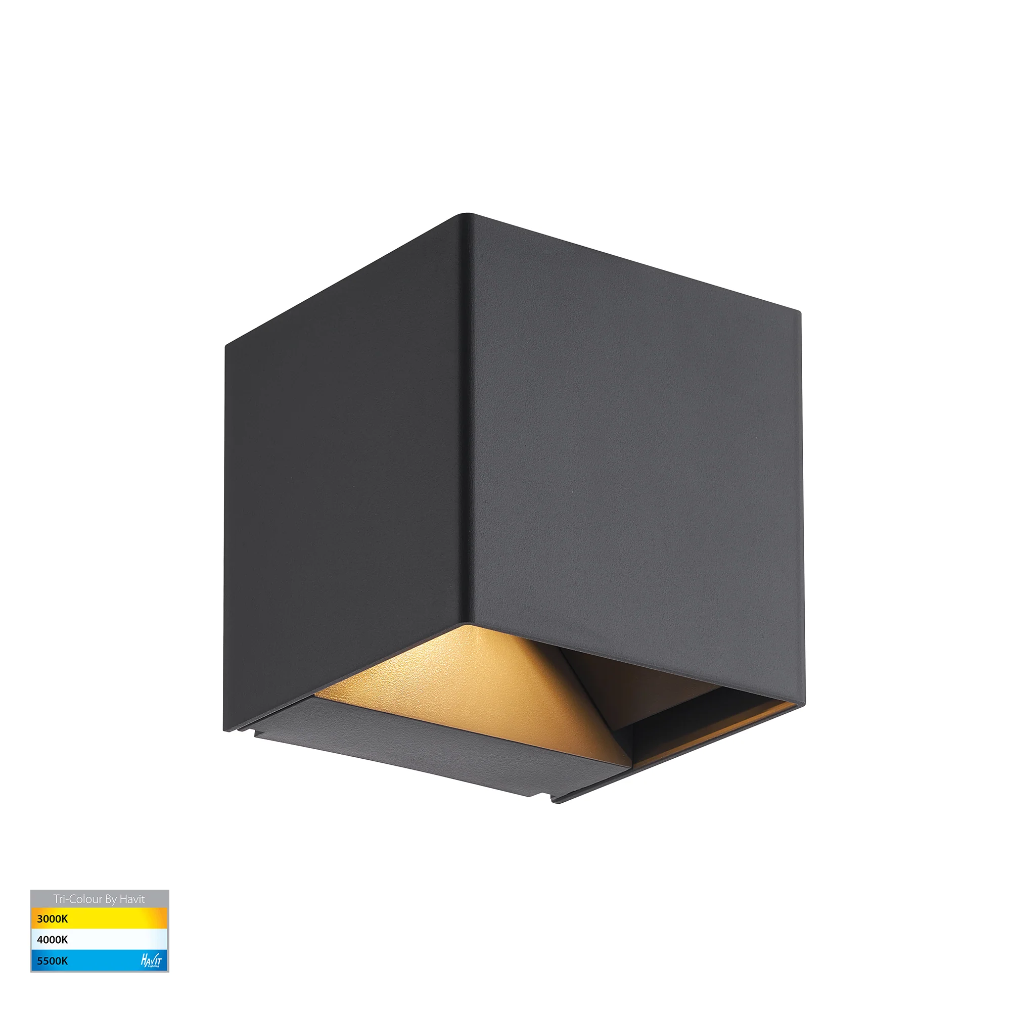 HV3611T-BLK - Celes Polycarbonate Black Square Up & Down Wall Light - Image 3