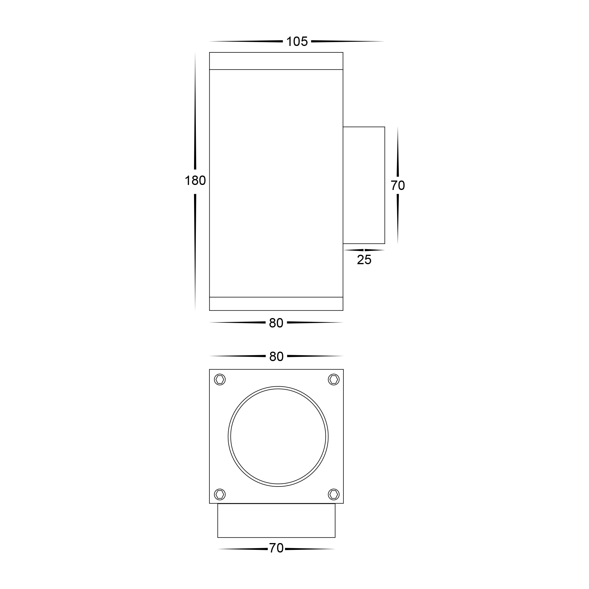 HV3624T-WHT - Quadru Square White TRI Colour Up & Down LED Wall Light - Image 2