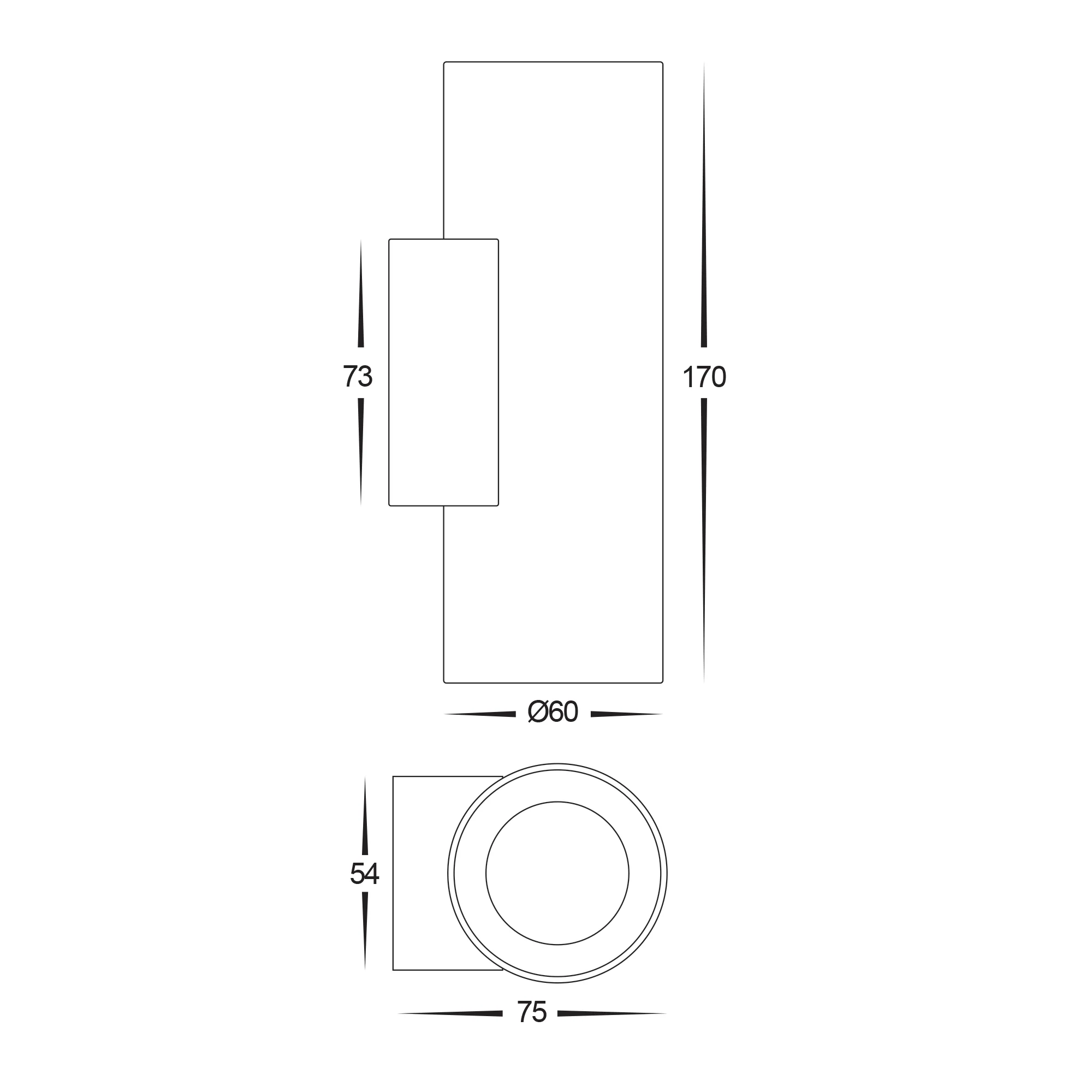 HV3626T-AB - Aries Antique Brass LED Up & Down Wall Light - Image 2