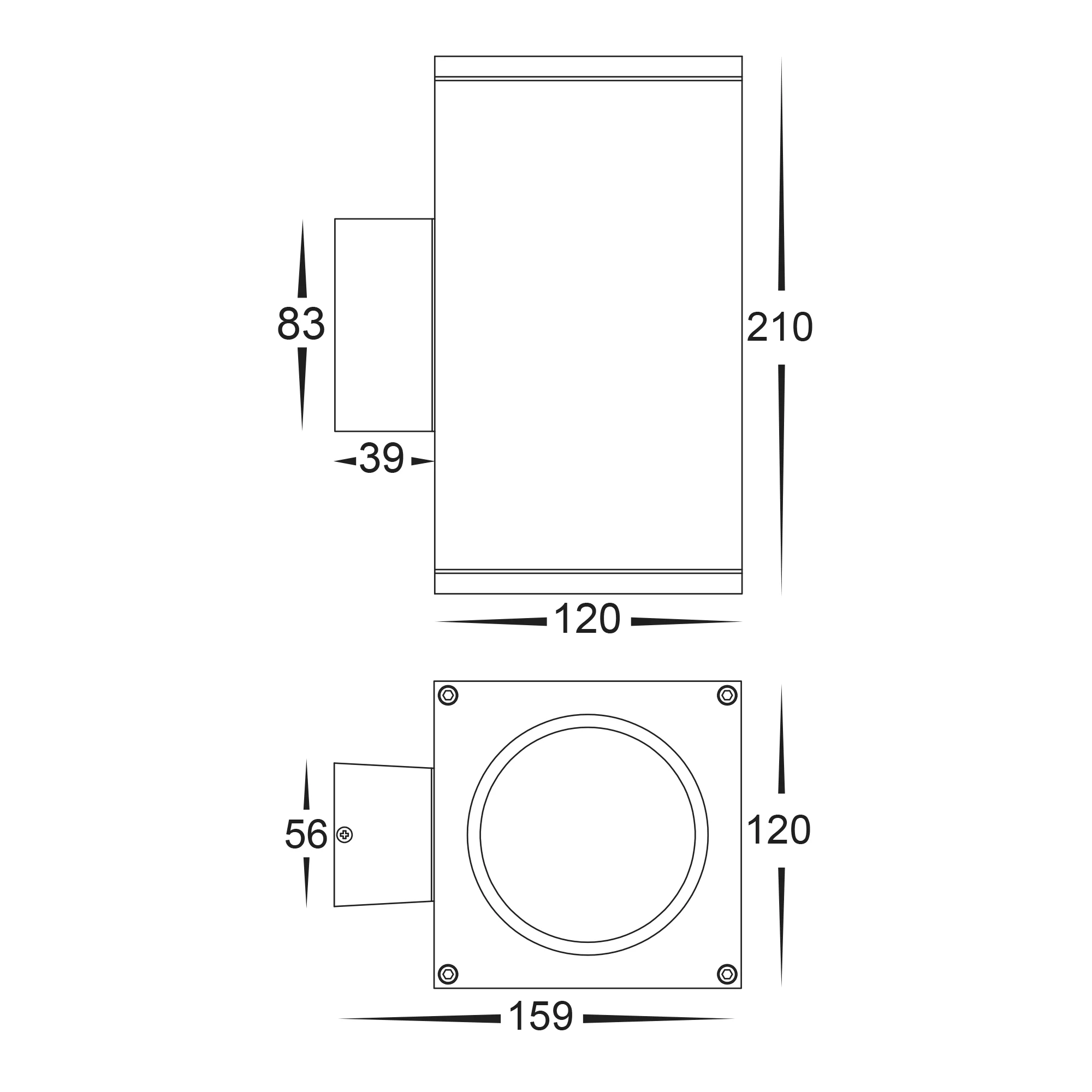 HV3629T-WHT-SQ -  Porter Square White Up & Down LED Wall Light - Image 2