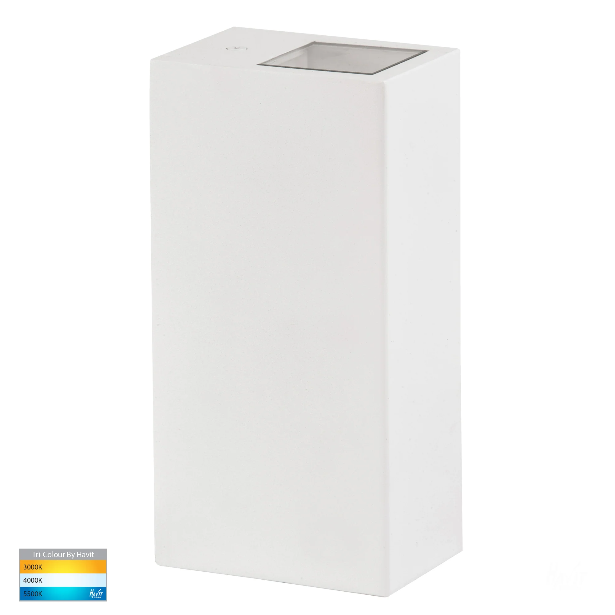 HV3633T-WHT - Veldi White Square TRI Colour Up & Down Wall Light