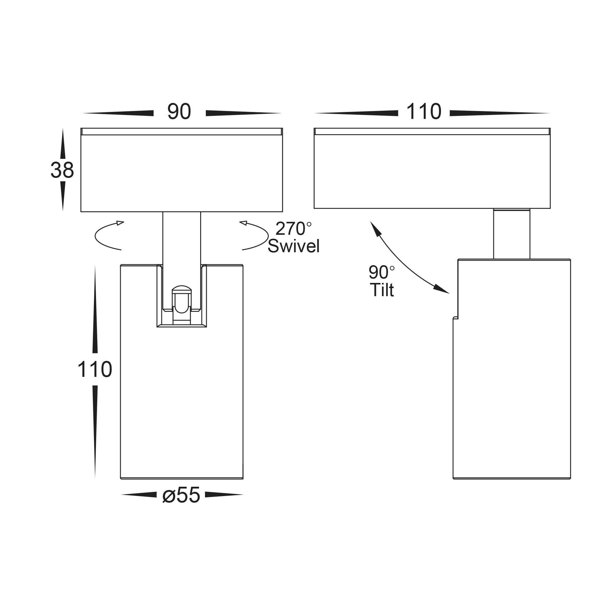HV3681T-WHT - Revo White Single Adjustable Wall Light - Image 2