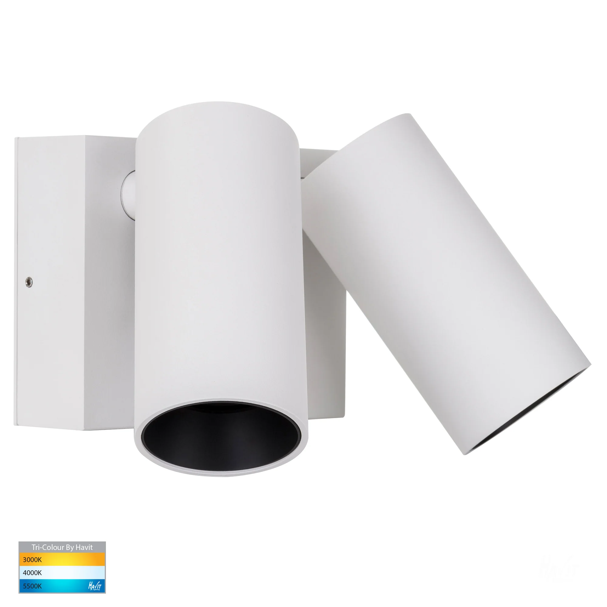 HV3684T-WHT - Revo White Double Adjustable Wall Light With Sensor - Image 3