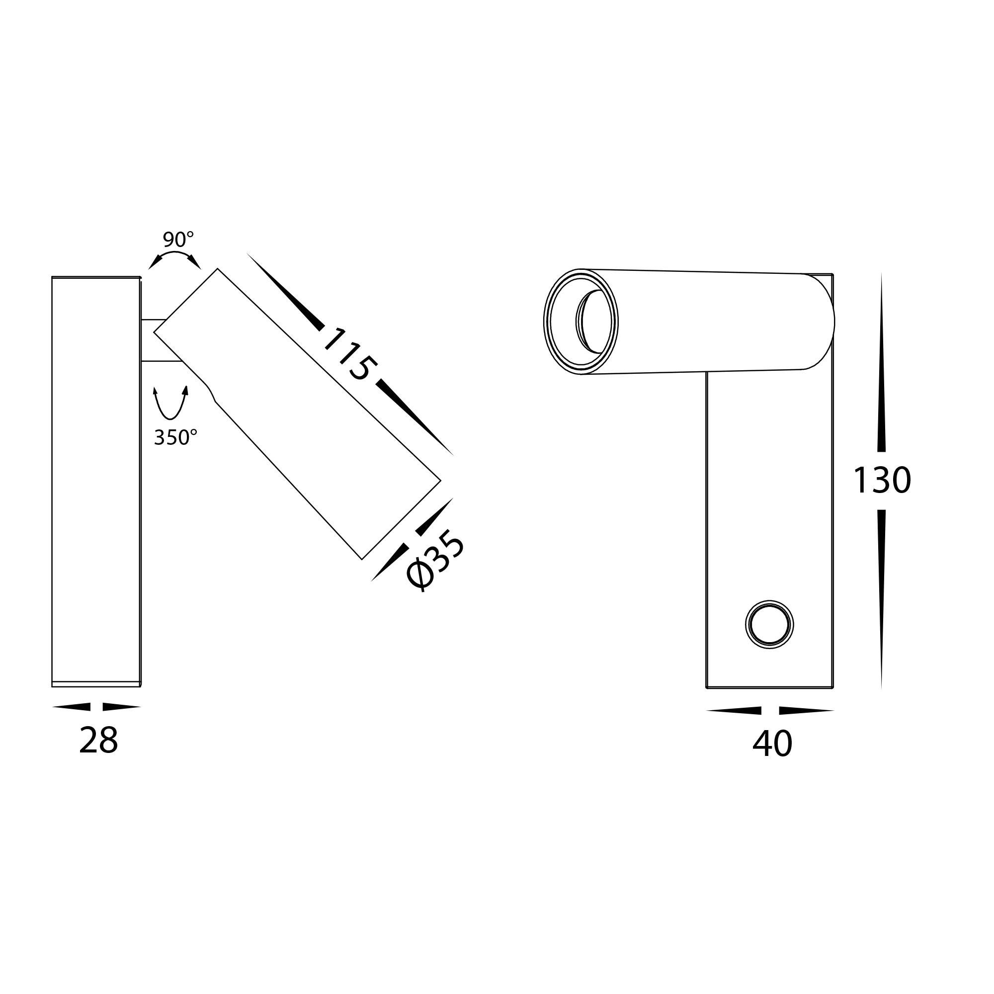 HV3686T-BLK - Lesen Black Single Adjustable Wall Light - Image 2
