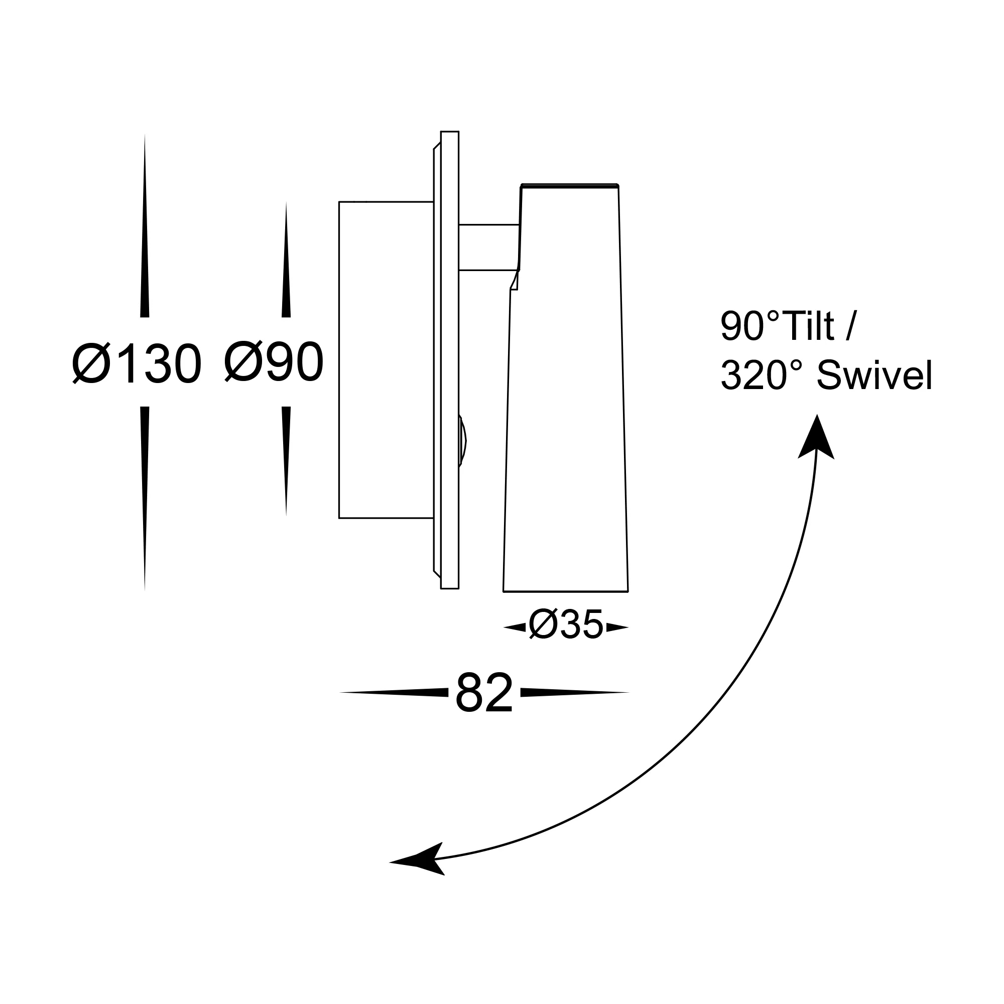HV3688T-BLK - Lesen Black Single Adjustable Wall Light with Back Light - Image 2
