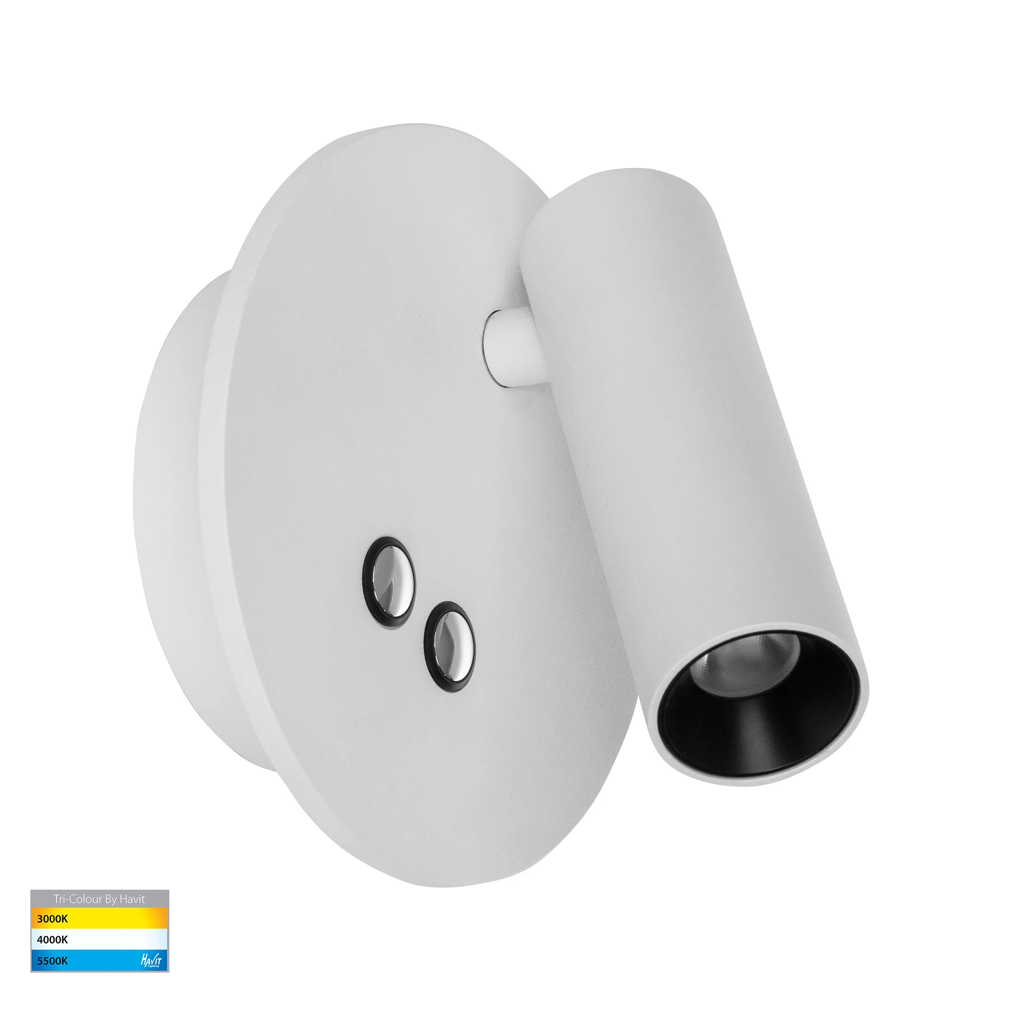 HV3688T-WHT - Lesen White Single Adjustable Wall Light with Back Light