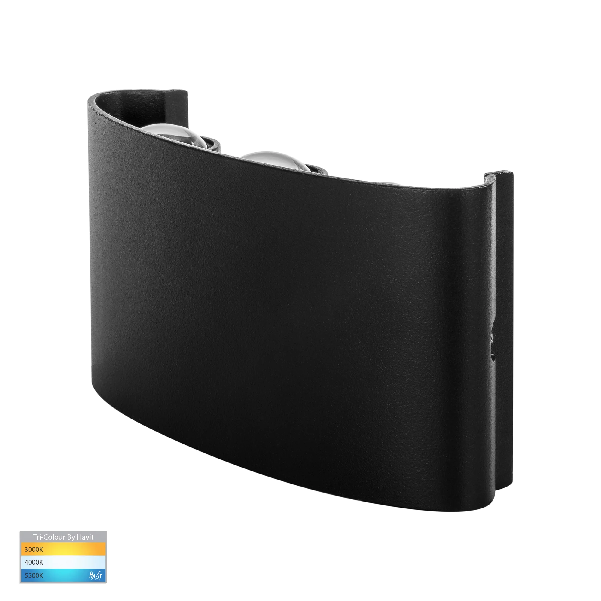 HV3696T-BLK-240V | HV3696T-BLK-12V - Maro Black Up & Down TRI Colour LED Wall Light - Image 3