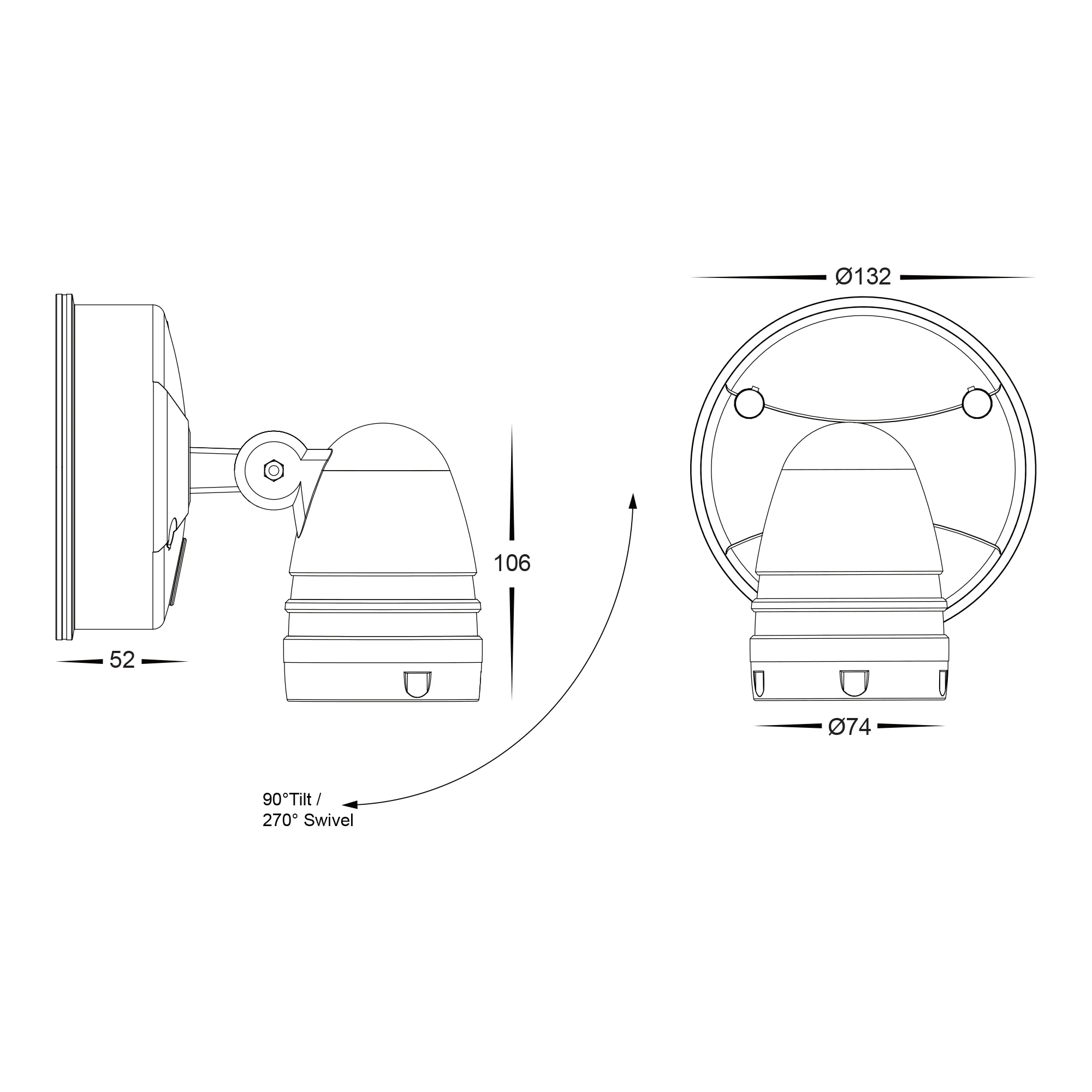 HV3791T-WHT - Focus Polycarbonate White Single Adjustable Spot Light - Image 2