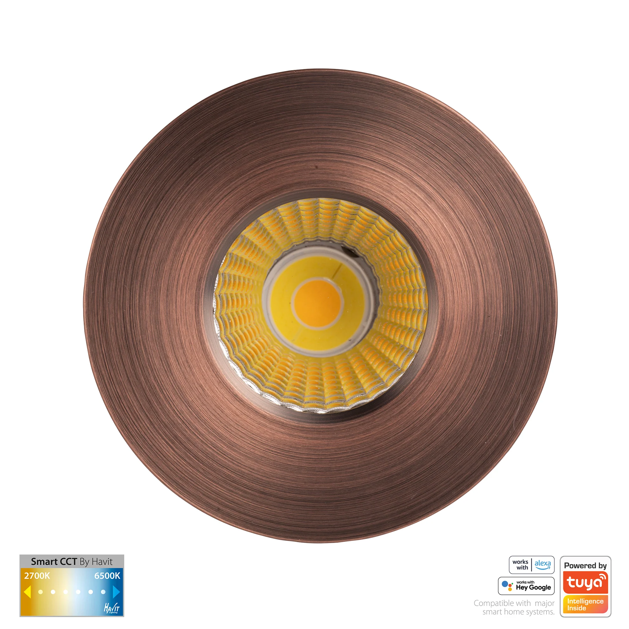 HV5511CCT-AB - Prime Antique Brass Fixed CCT WIFI LED Downlight - Image 3
