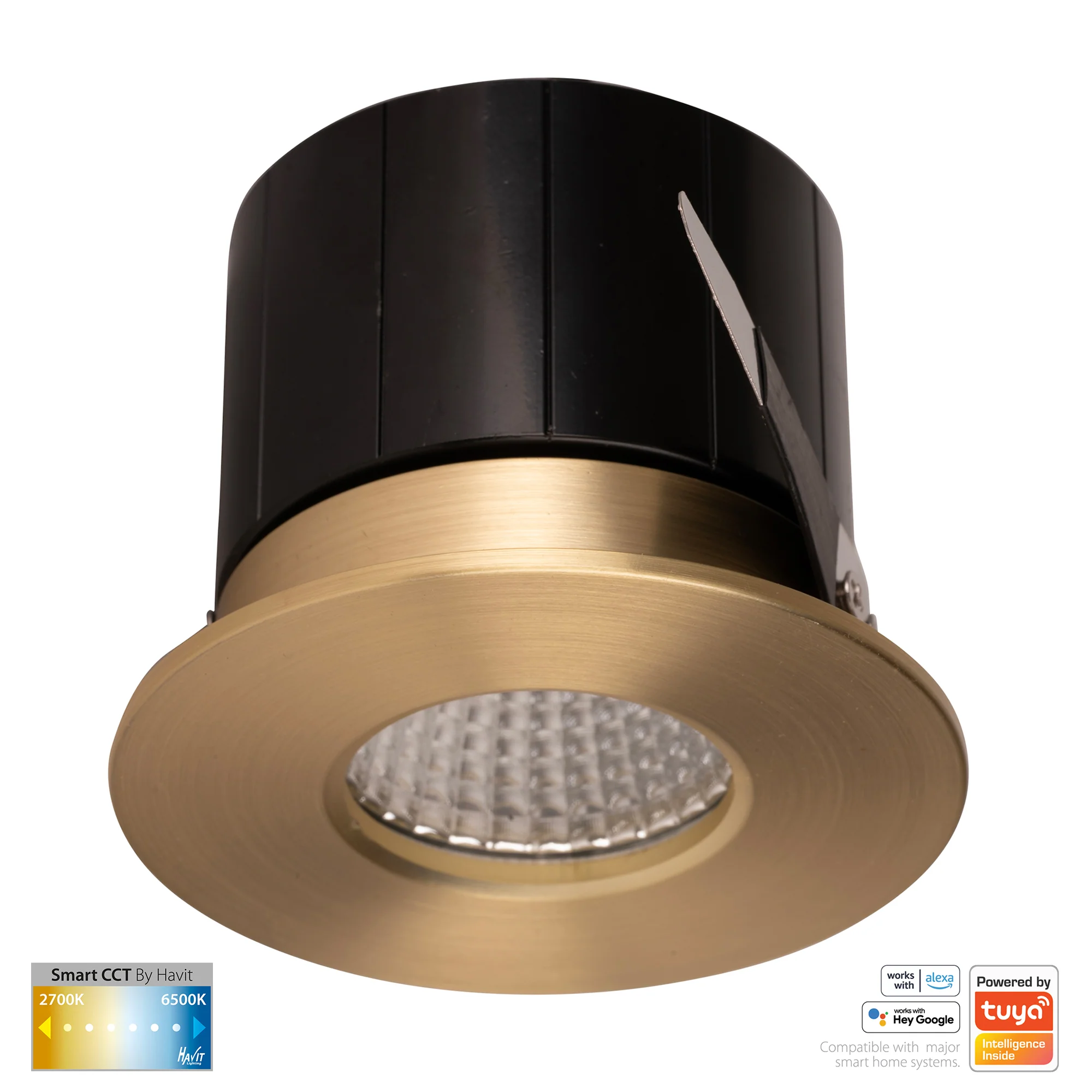 HV5511CCT-BR- Prime Brass Coloured Fixed CCT WIFI LED Downlight