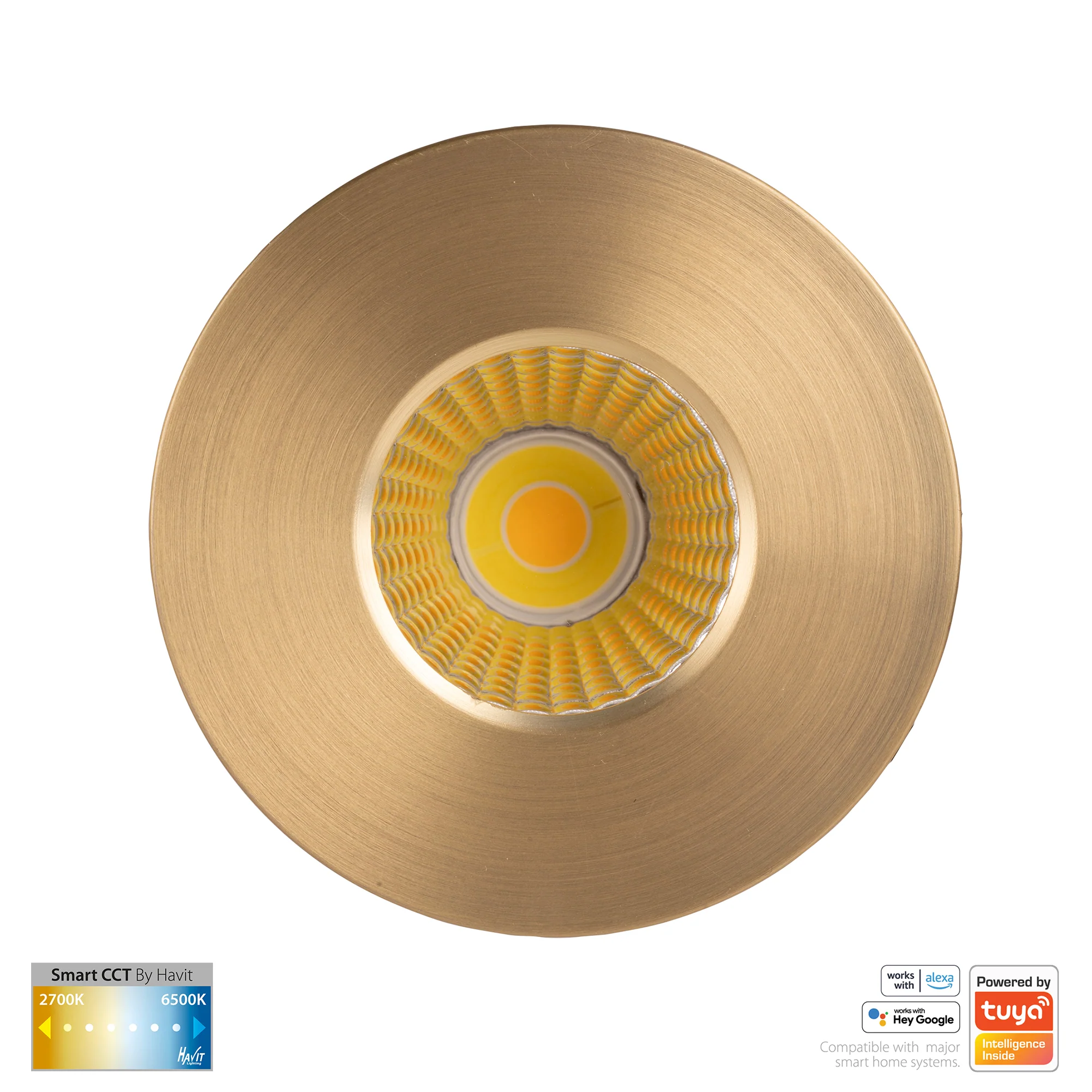 HV5511CCT-BR- Prime Brass Coloured Fixed CCT WIFI LED Downlight - Image 3