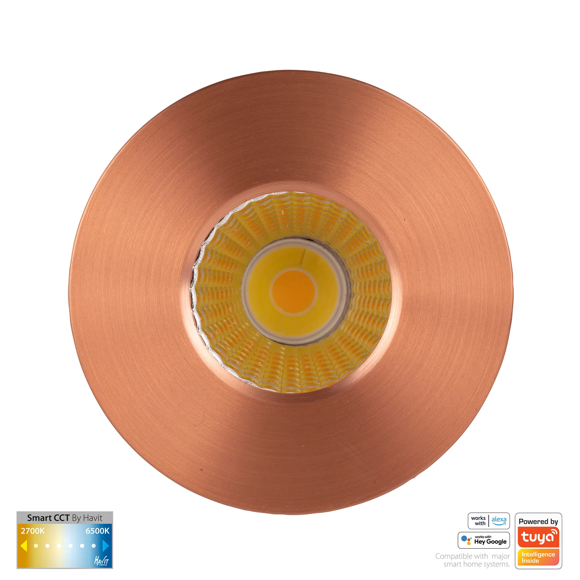 HV5511CCT-CP- Prime Copper Coloured Fixed CCT WIFI LED Downlight - Image 3