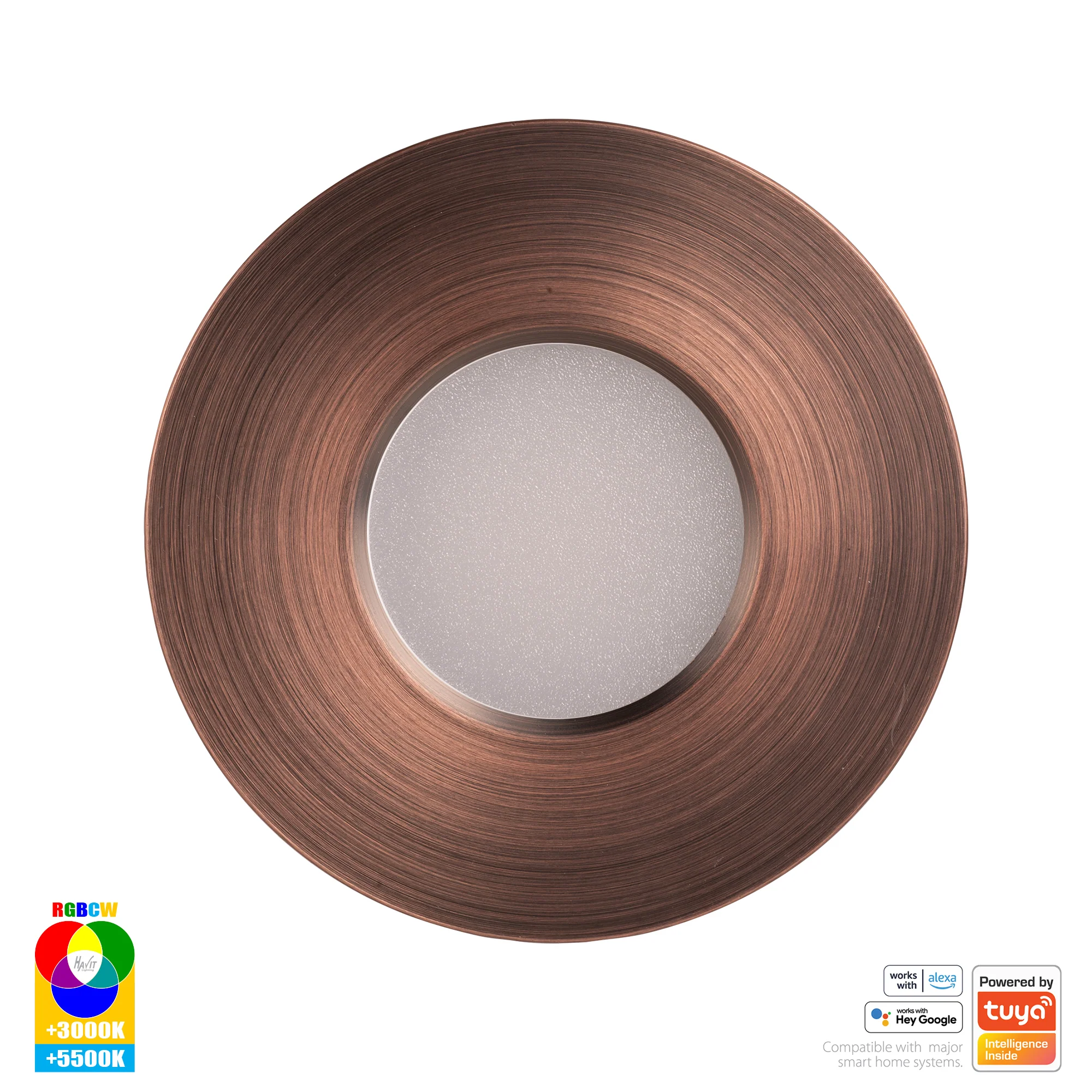 HV5511RGBCW-AB- Prime Antique Brass Fixed RGBCW WIFI LED Downlight - Image 3