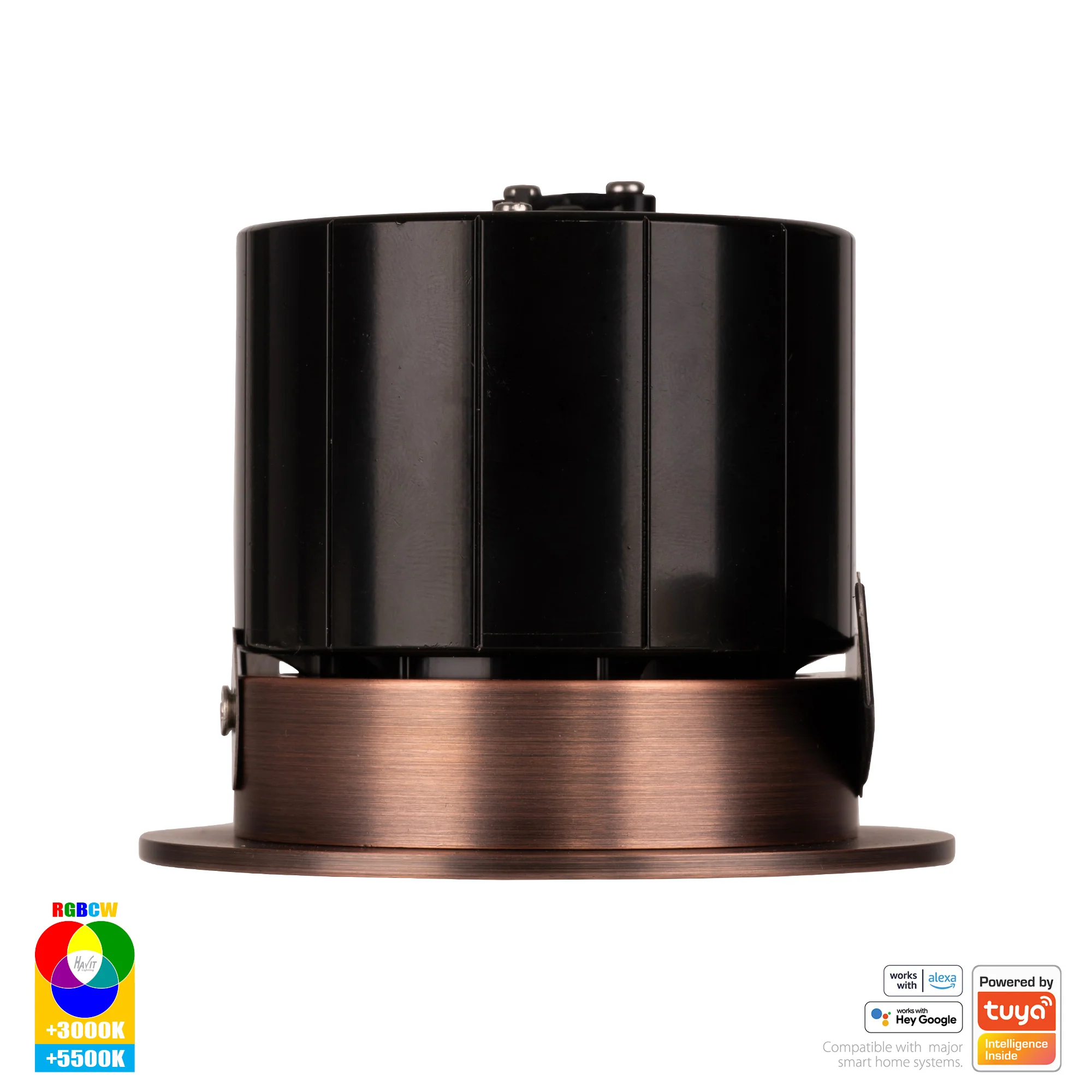HV5511RGBCW-AB- Prime Antique Brass Fixed RGBCW WIFI LED Downlight - Image 4
