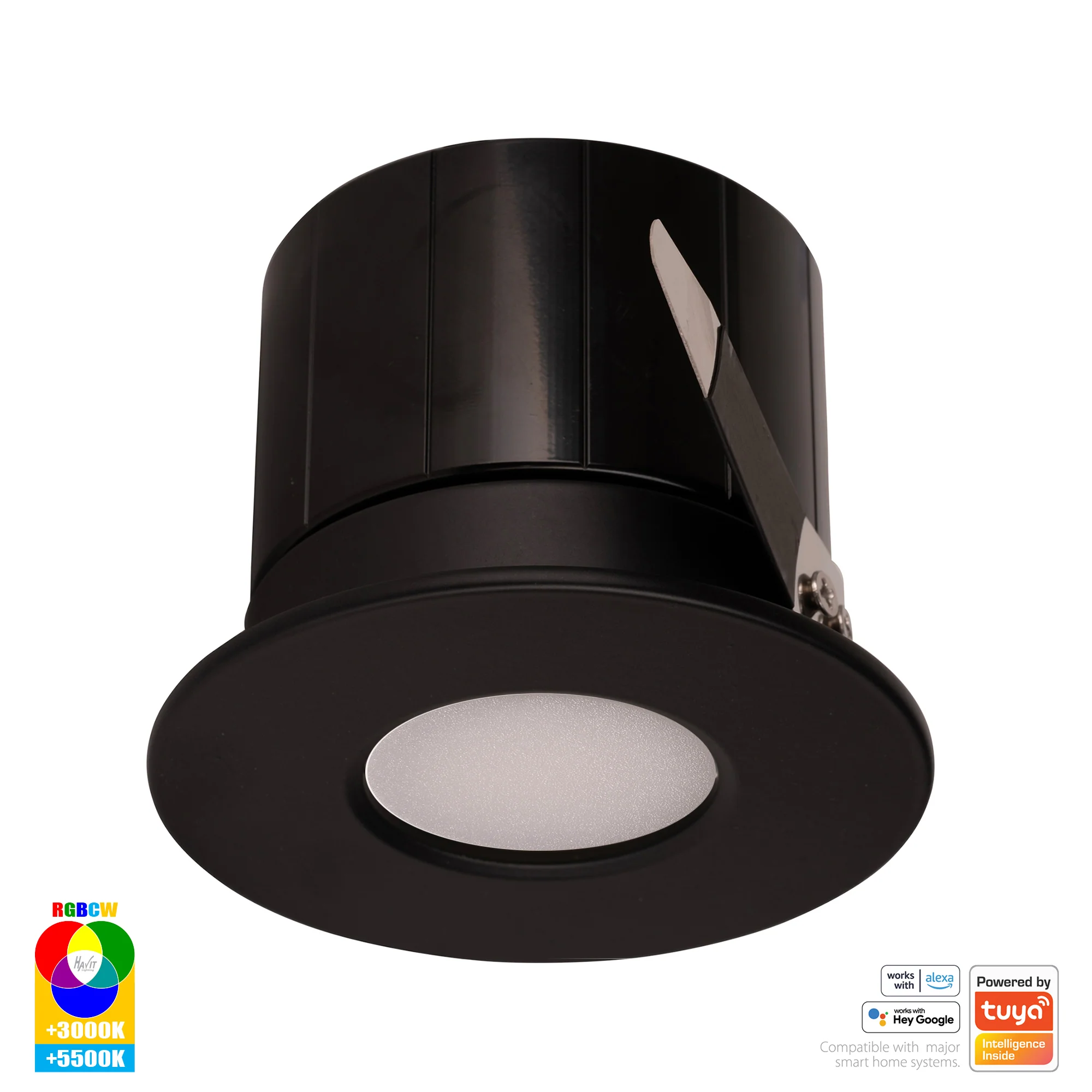 HV5511RGBCW-BLK - Prime Black Fixed RGBCW WIFI LED Downlight