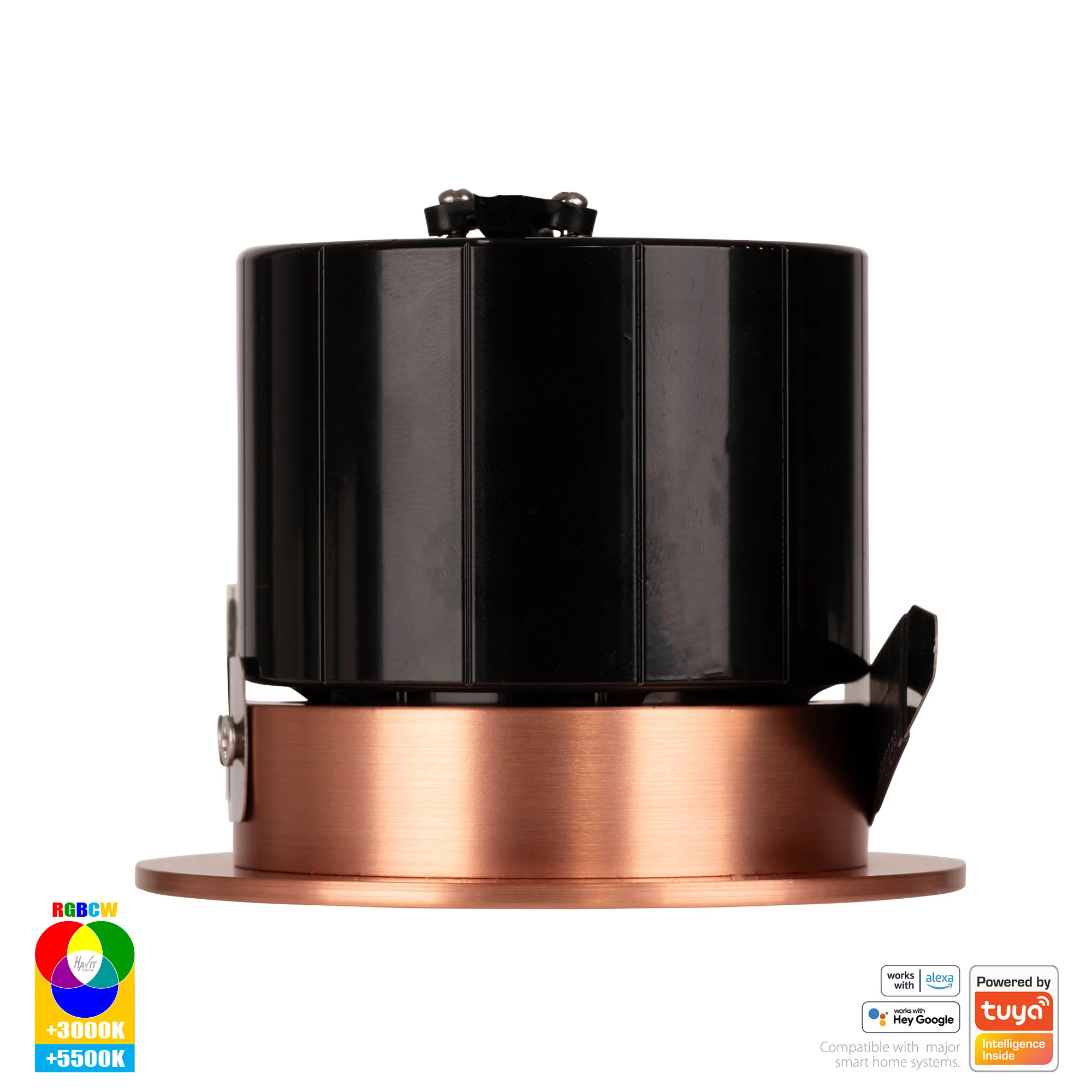 HV5511RGBCW-CP- Prime Copper Coloured Fixed RGBCW WIFI LED Downlight - Image 4