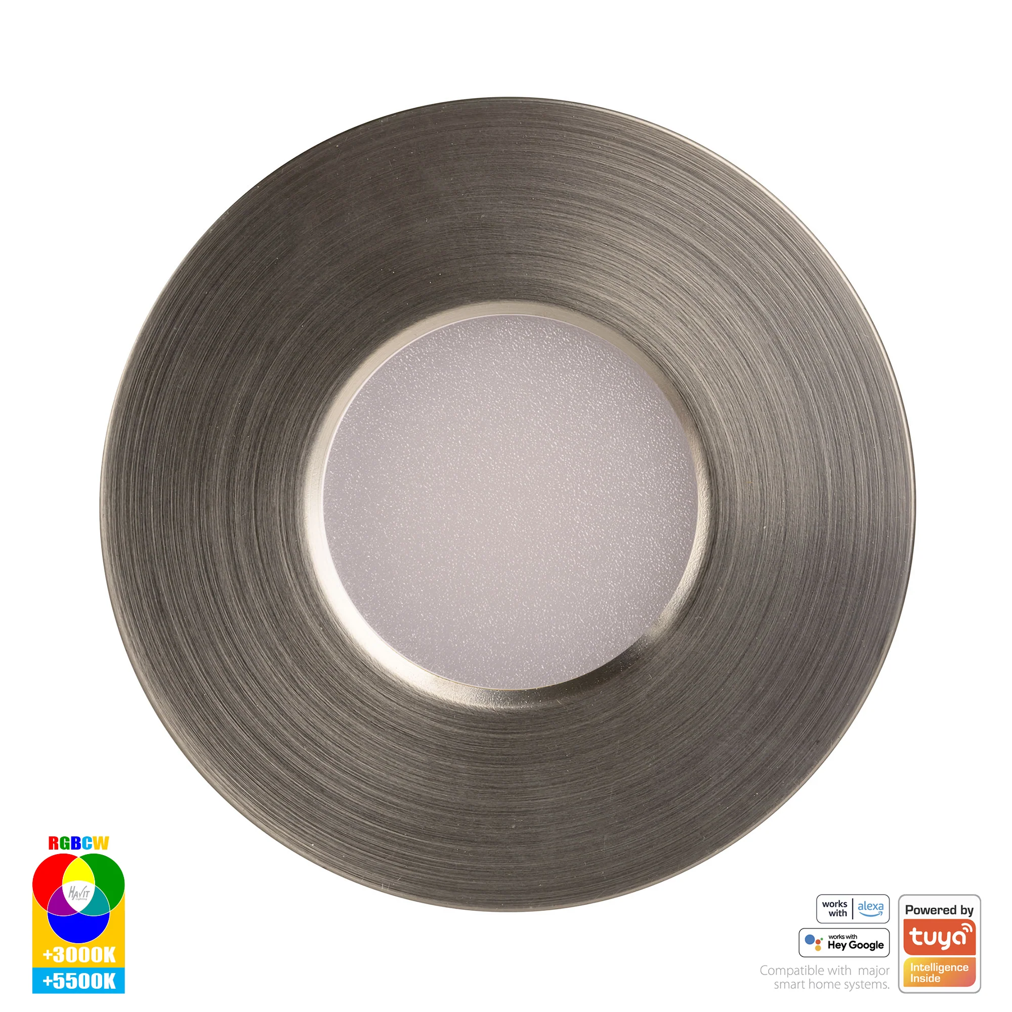 HV5511RGBCW-NK- Prime Nickel Coloured Fixed RGBCW WIFI LED Downlight - Image 3