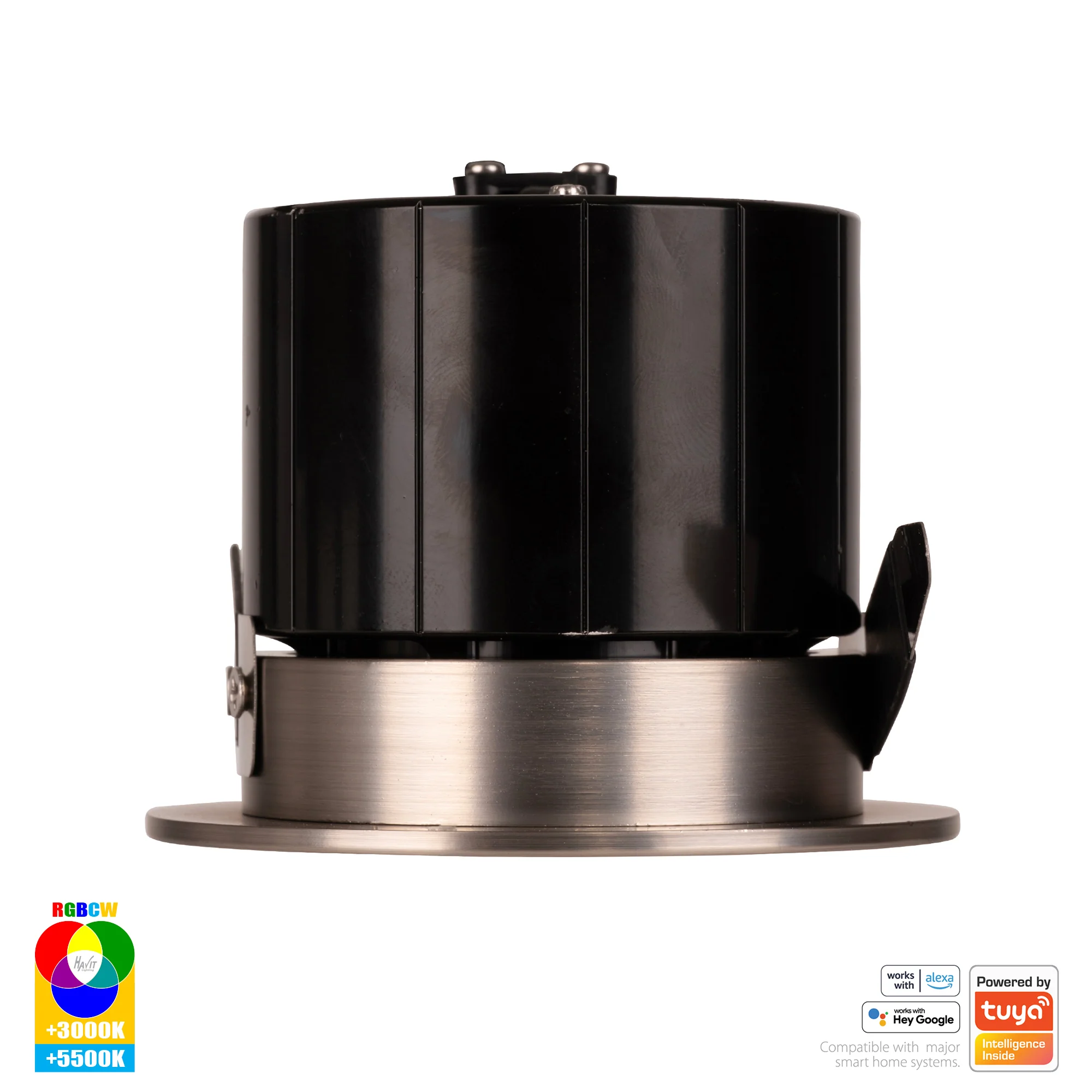 HV5511RGBCW-NK- Prime Nickel Coloured Fixed RGBCW WIFI LED Downlight - Image 4