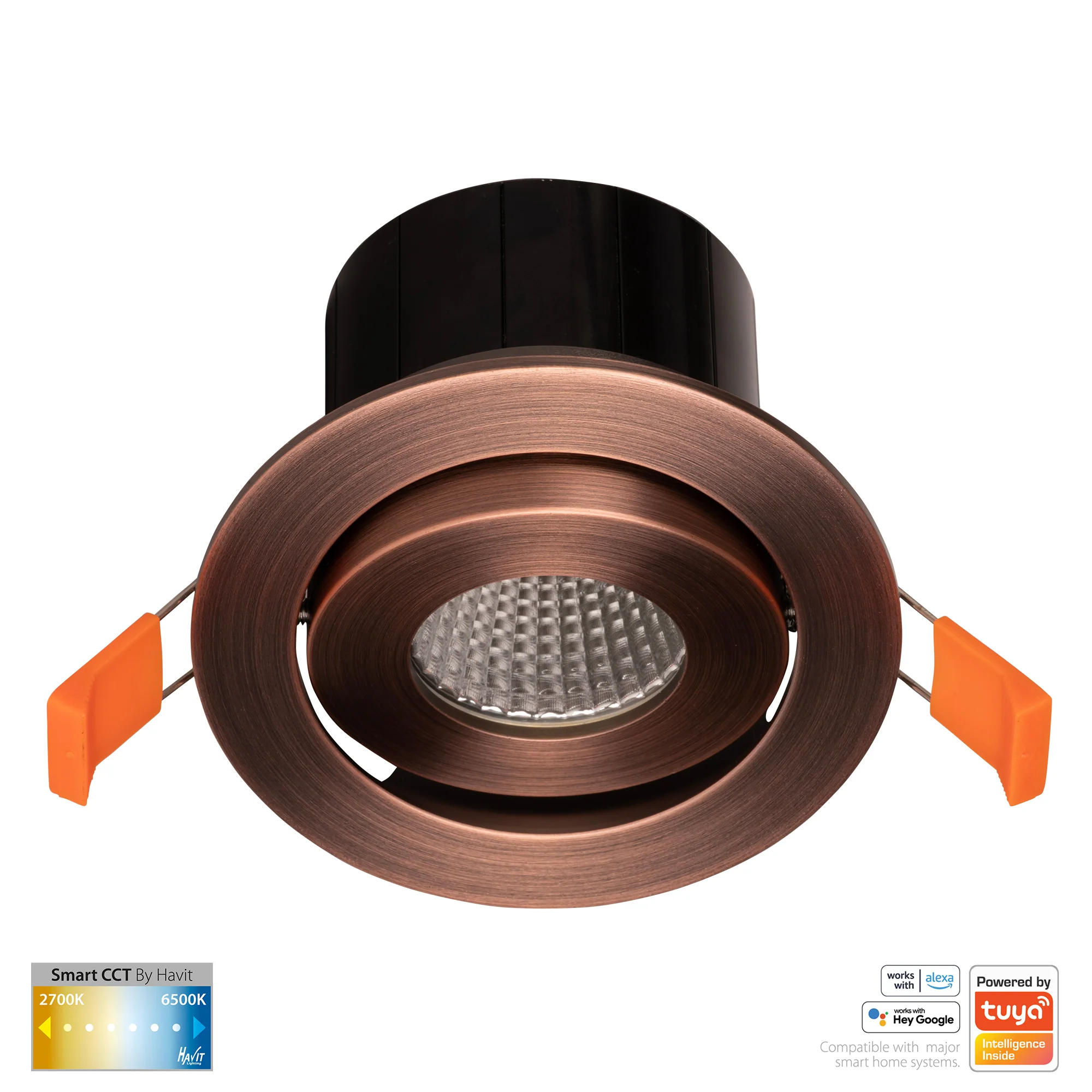 HV5512CCT-AB- Prime Antique Brass Tilt CCT WIFI LED Downlight - Image 3
