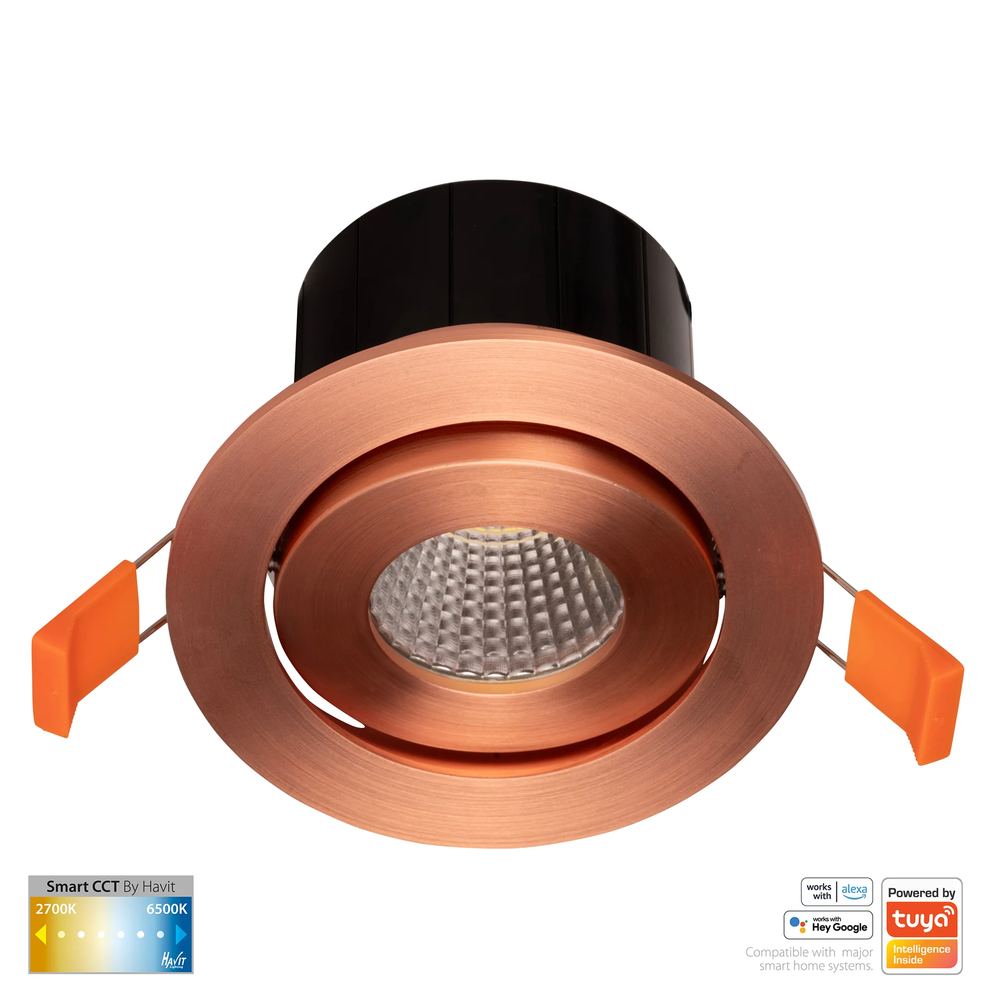 HV5512CCT-CP - Prime Copper Coloured Tilt CCT WIFI LED Downlight - Image 3