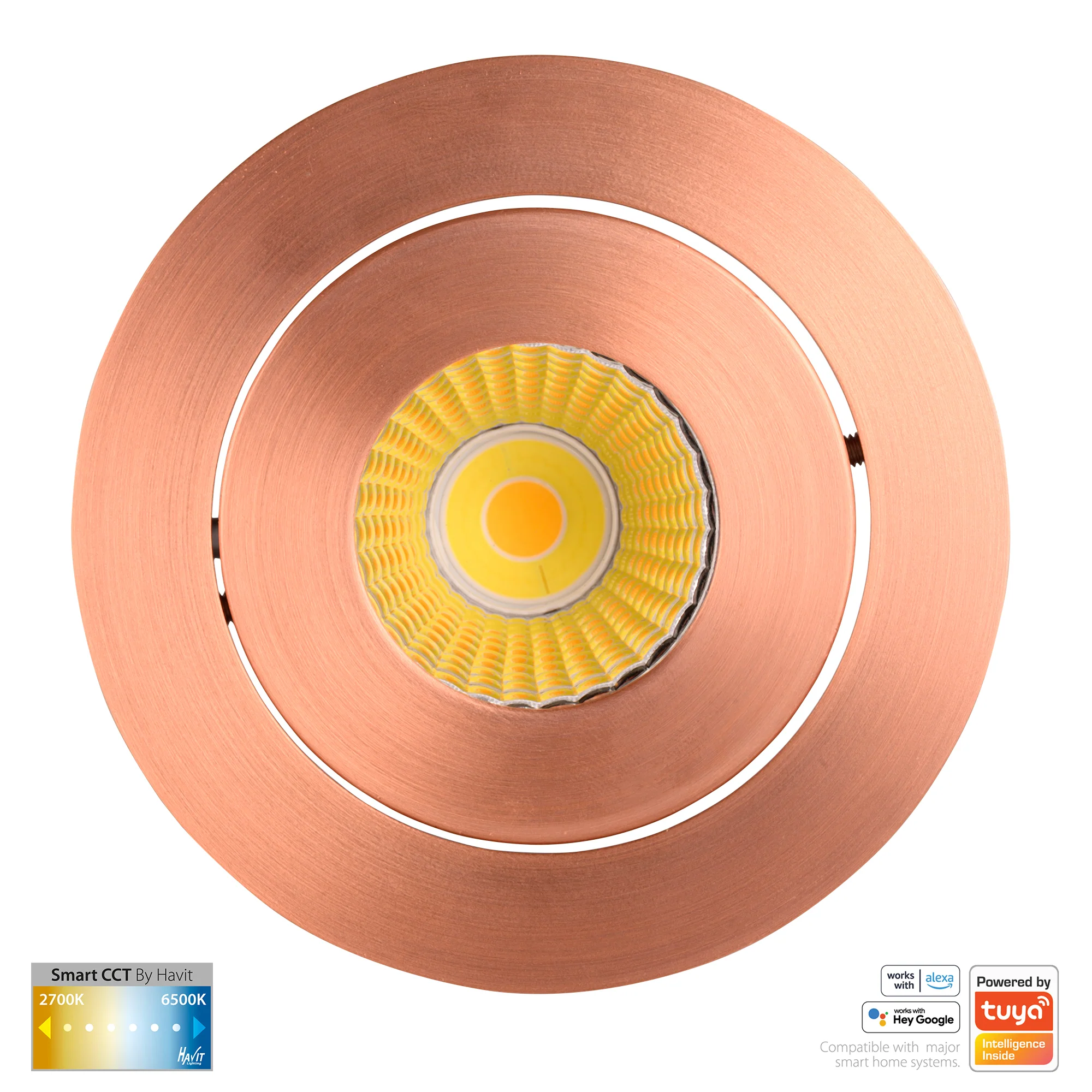 HV5512CCT-CP - Prime Copper Coloured Tilt CCT WIFI LED Downlight - Image 5