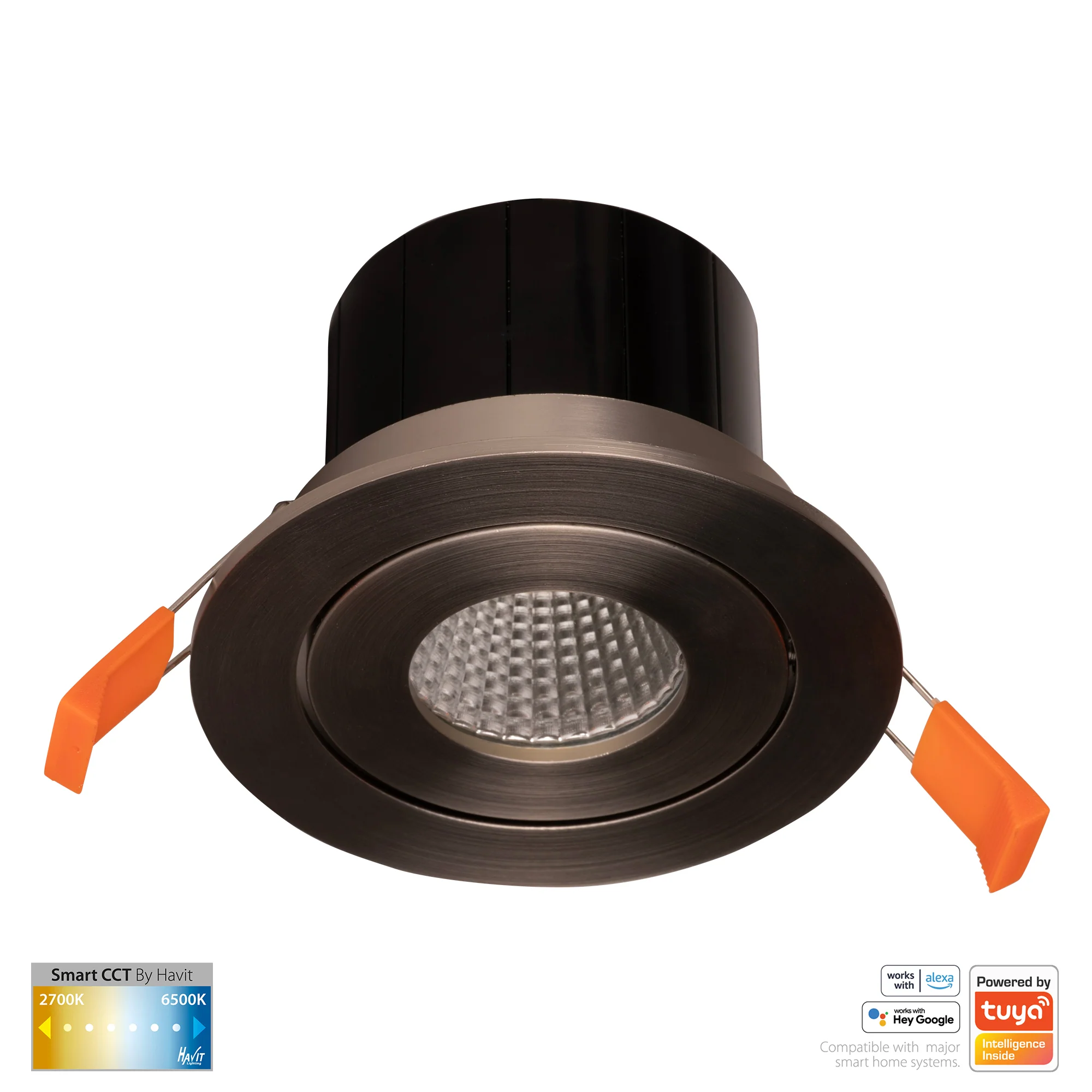 HV5512CCT-NK - Prime Nickel Coloured Tilt CCT WIFI LED Downlight
