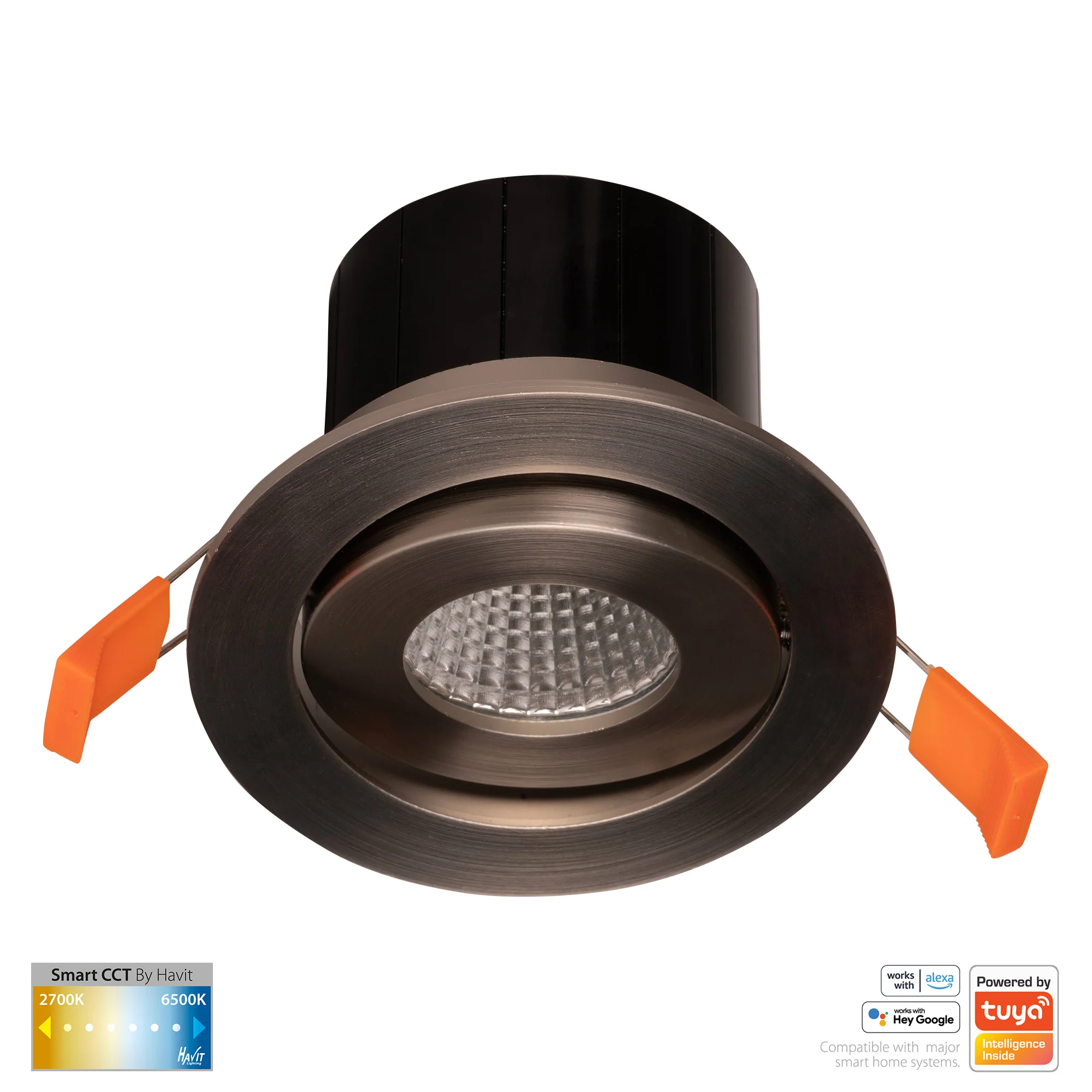 HV5512CCT-NK - Prime Nickel Coloured Tilt CCT WIFI LED Downlight - Image 3