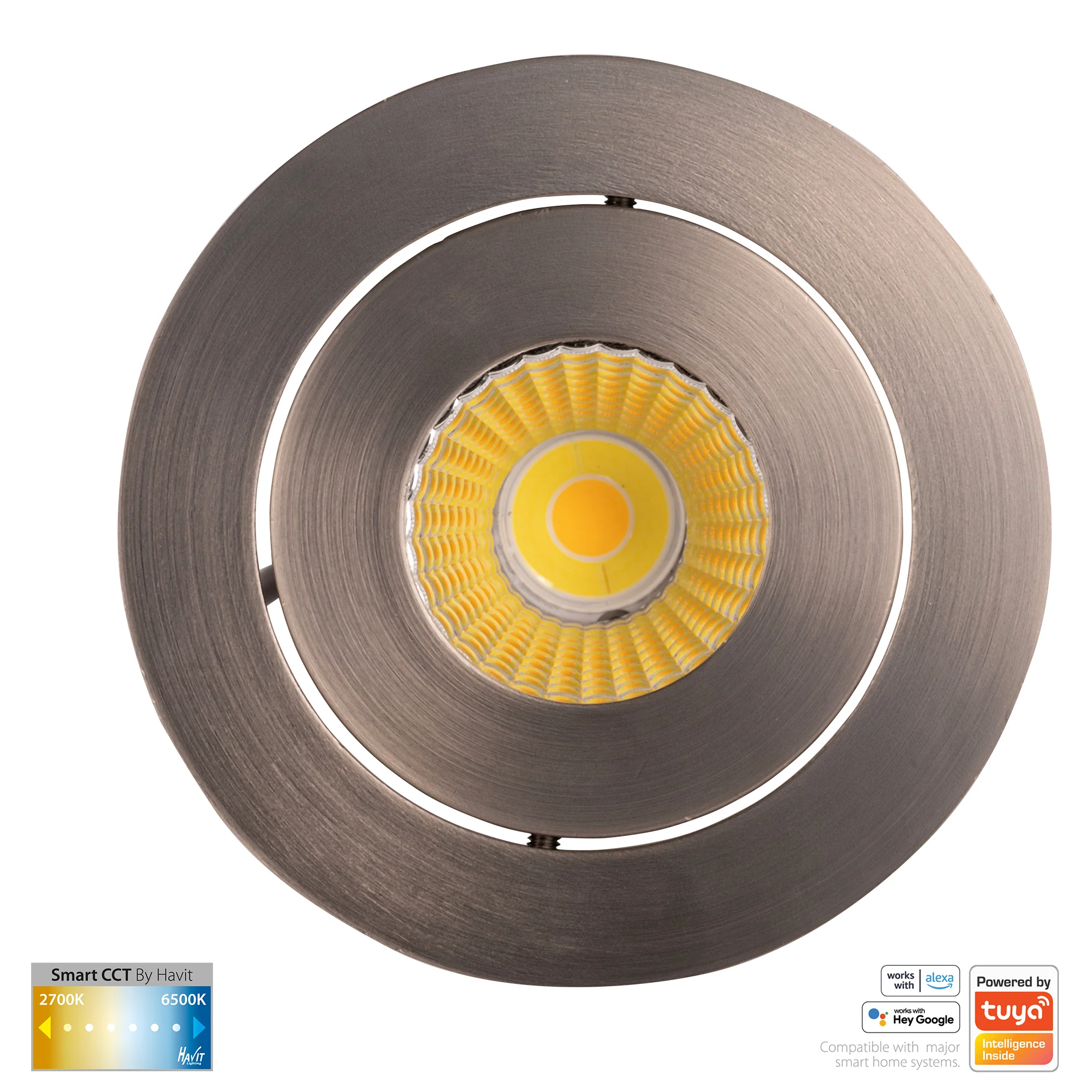 HV5512CCT-NK - Prime Nickel Coloured Tilt CCT WIFI LED Downlight - Image 5