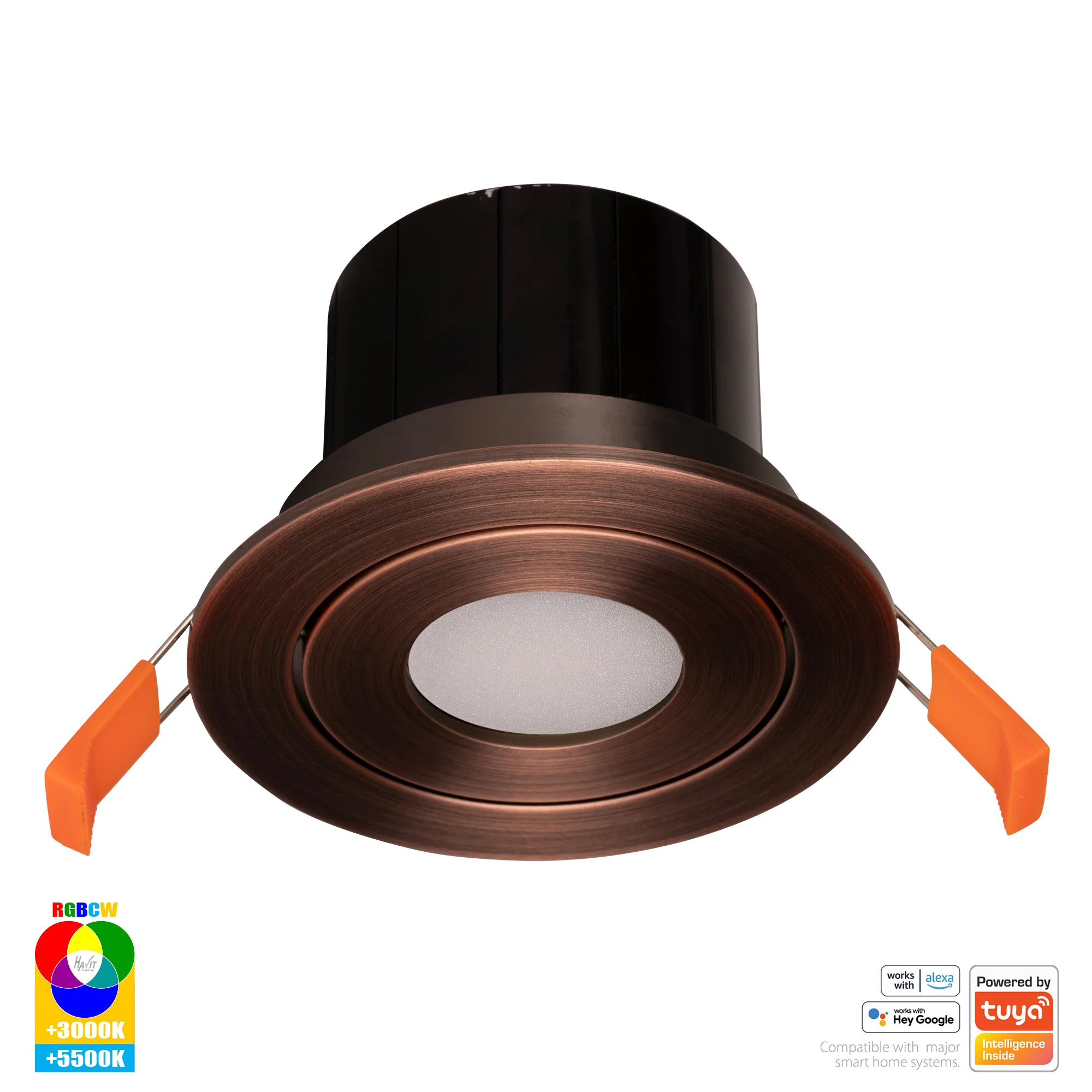 HV5512RGBCW-AB - Prime Antique Brass Tilt RGBCW WIFI LED Downlight