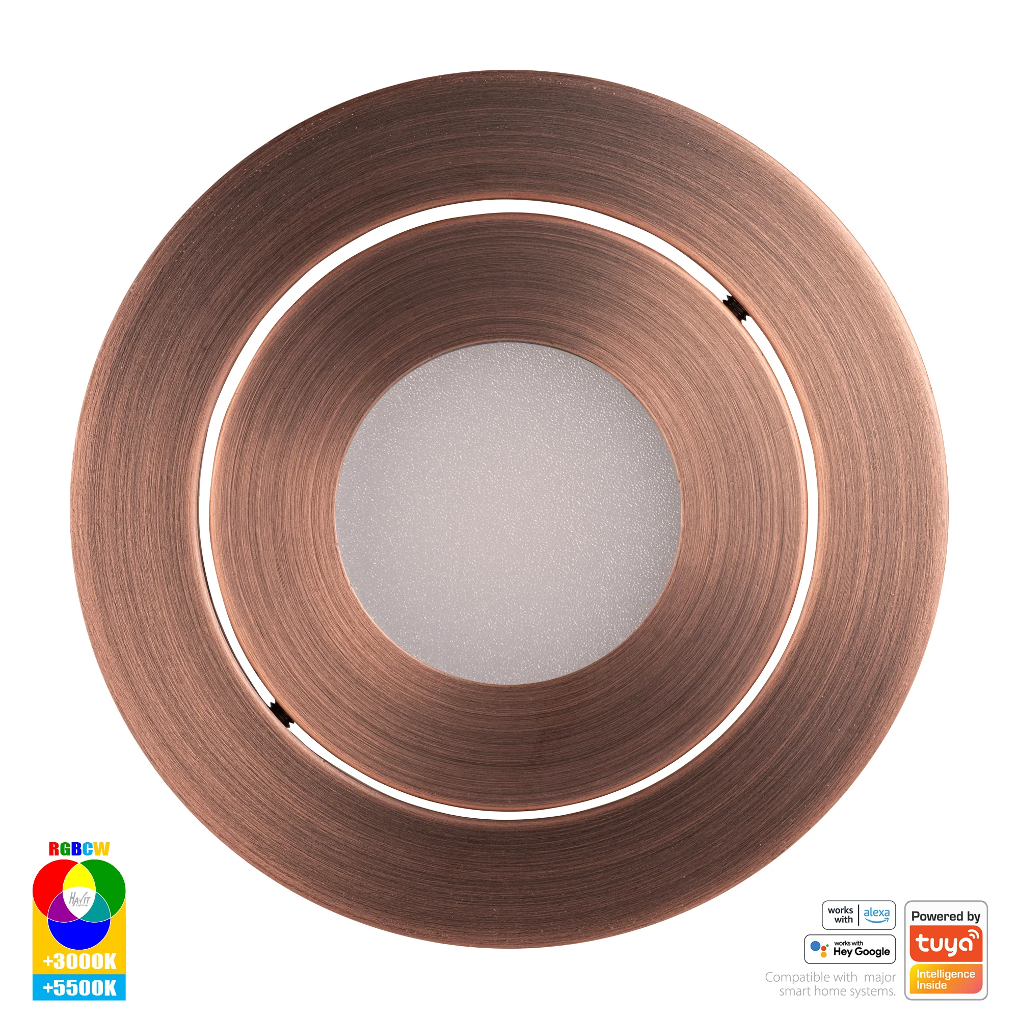HV5512RGBCW-AB - Prime Antique Brass Tilt RGBCW WIFI LED Downlight - Image 5