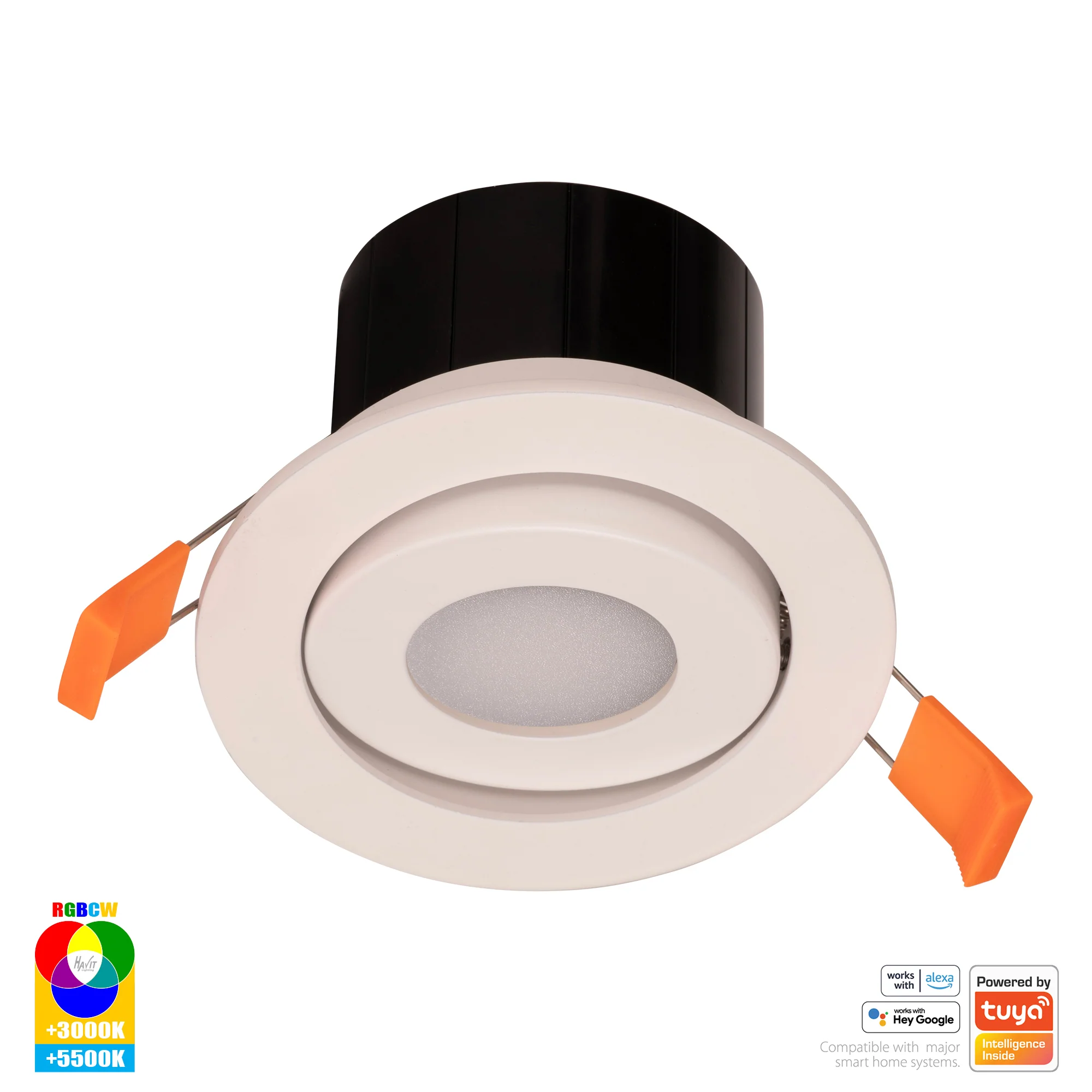 HV5512RGBCW-WHT - Prime White Tilt RGBCW WIFI LED Downlight - Image 3