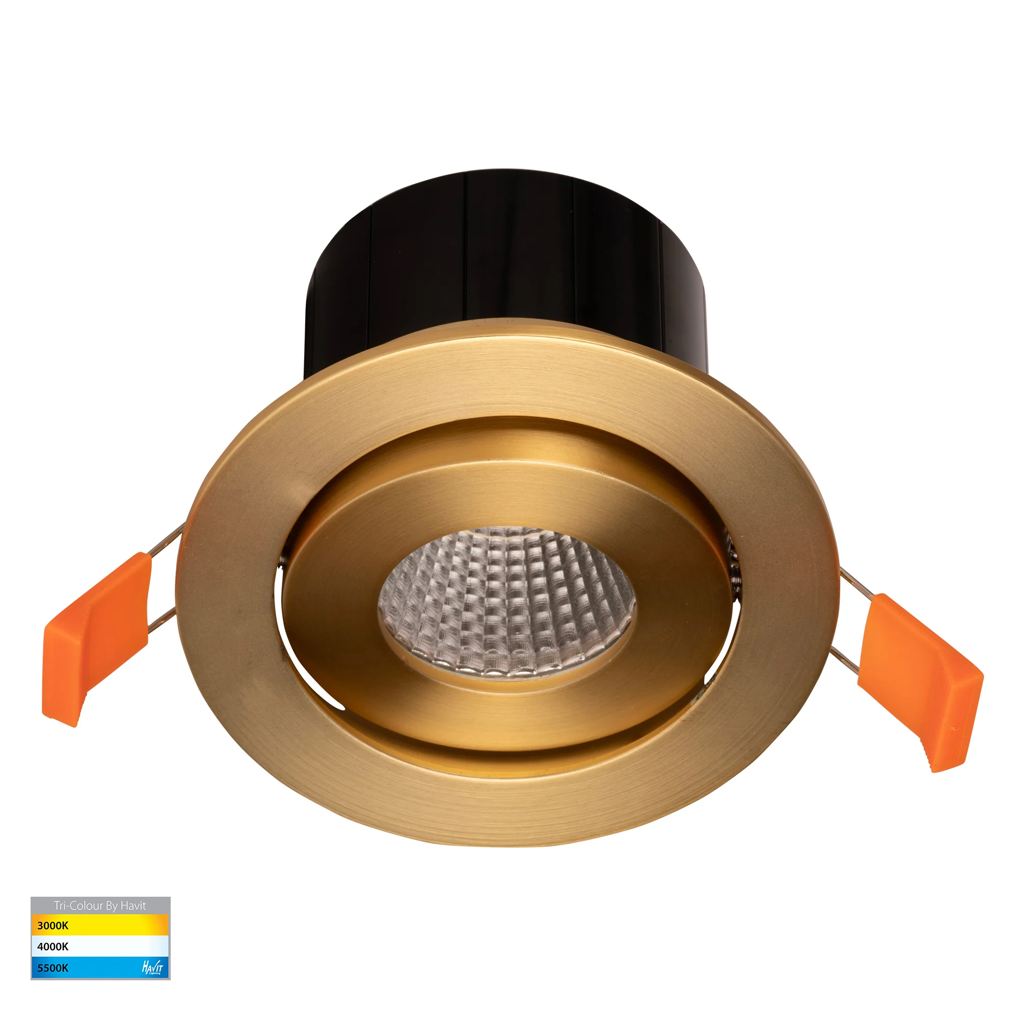 HV5512T-BR - Prime Brass Coloured Tilt LED Downlight - Image 3