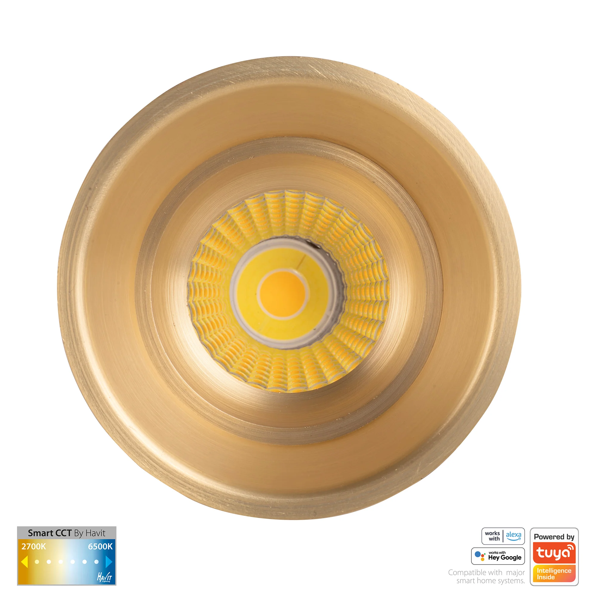 HV5513CCT-BR - Prime Brass Coloured Fixed Deep CCT WIFI LED Downlight - Image 4
