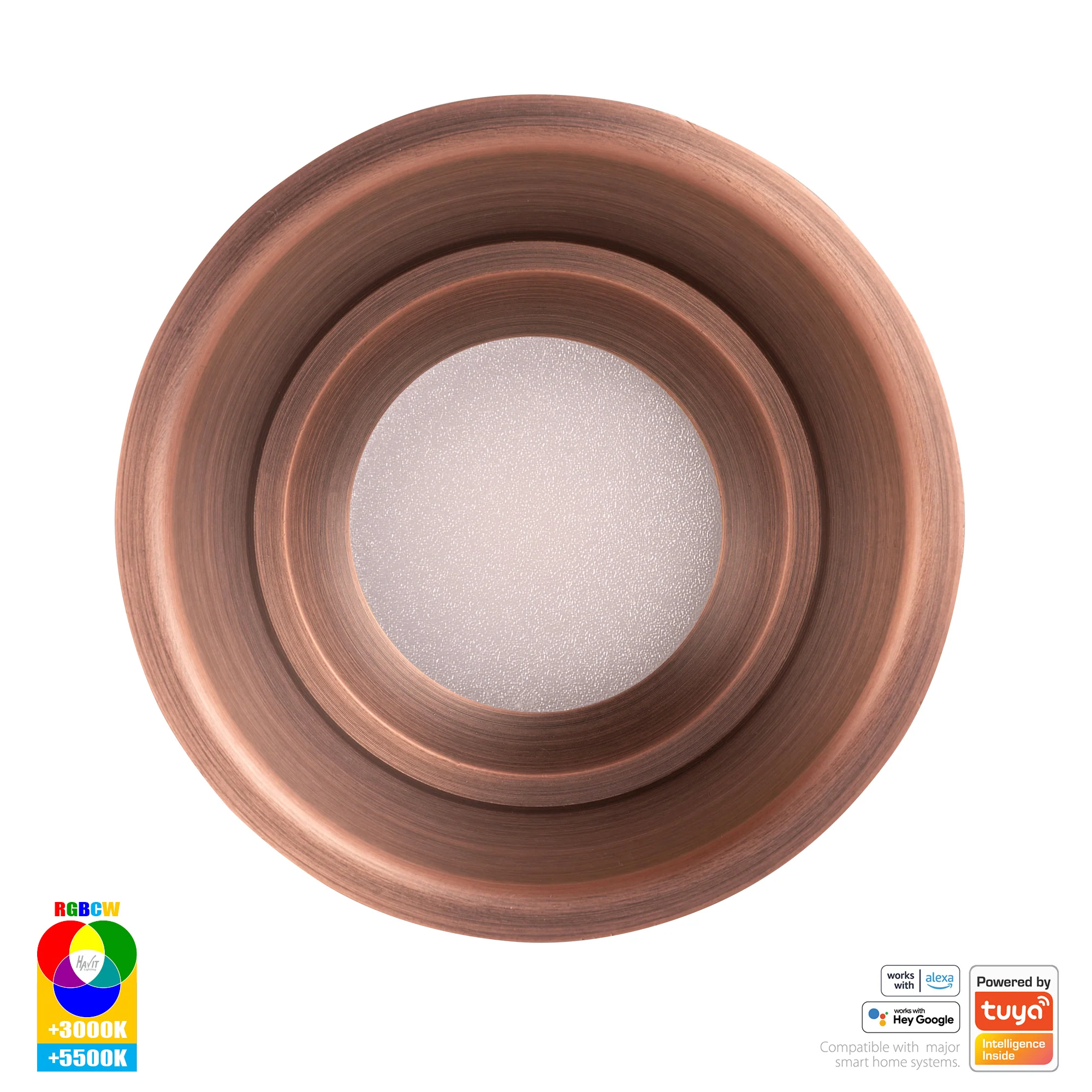 HV5513RGBCW-AB - Prime Antique Brass Fixed Deep RGBCW WIFI LED Downlight - Image 4