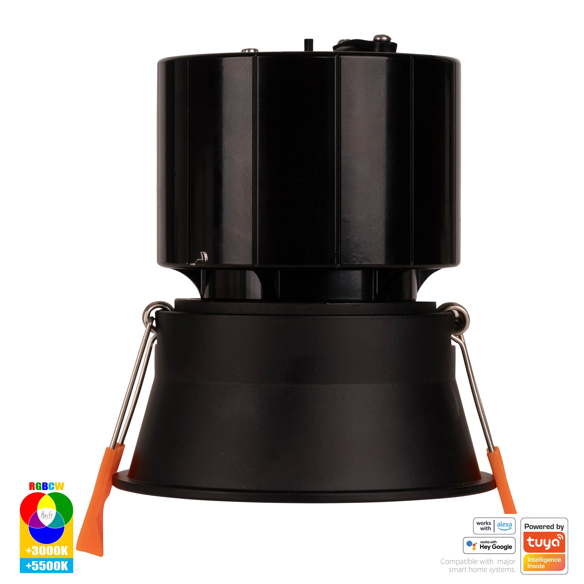 HV5513RGBCW-BLK - Prime Black Fixed Deep RGBCW WIFI LED Downlight - Image 3