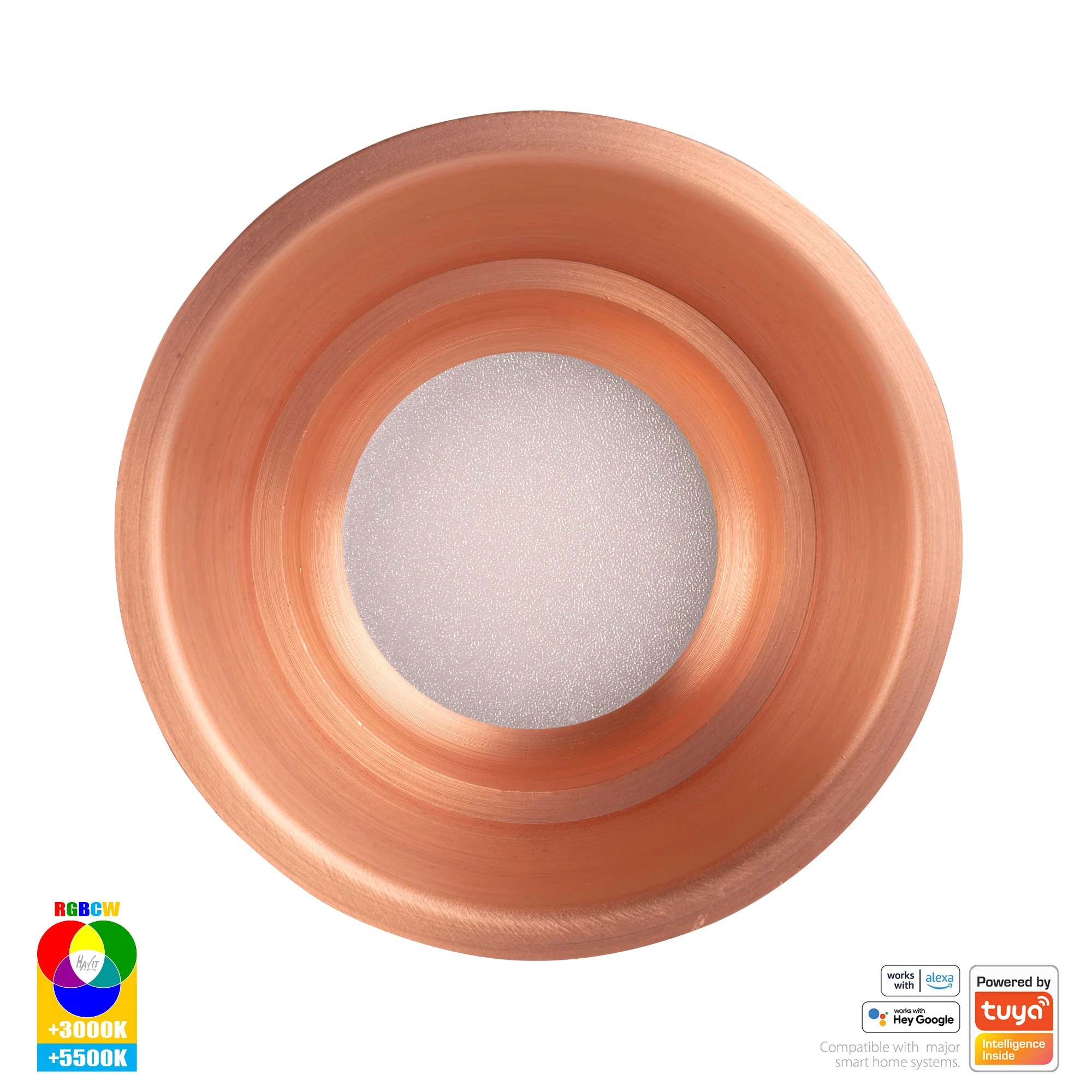 HV5513RGBCW-CP - Prime Copper Coloured Fixed Deep RGBCW WIFI LED Downlight - Image 4