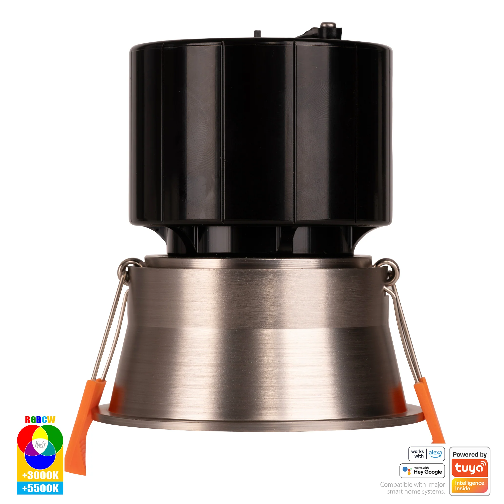 HV5513RGBCW-NK - Prime Nickel Coloured Fixed Deep RGBCW WIFI LED Downlight - Image 3