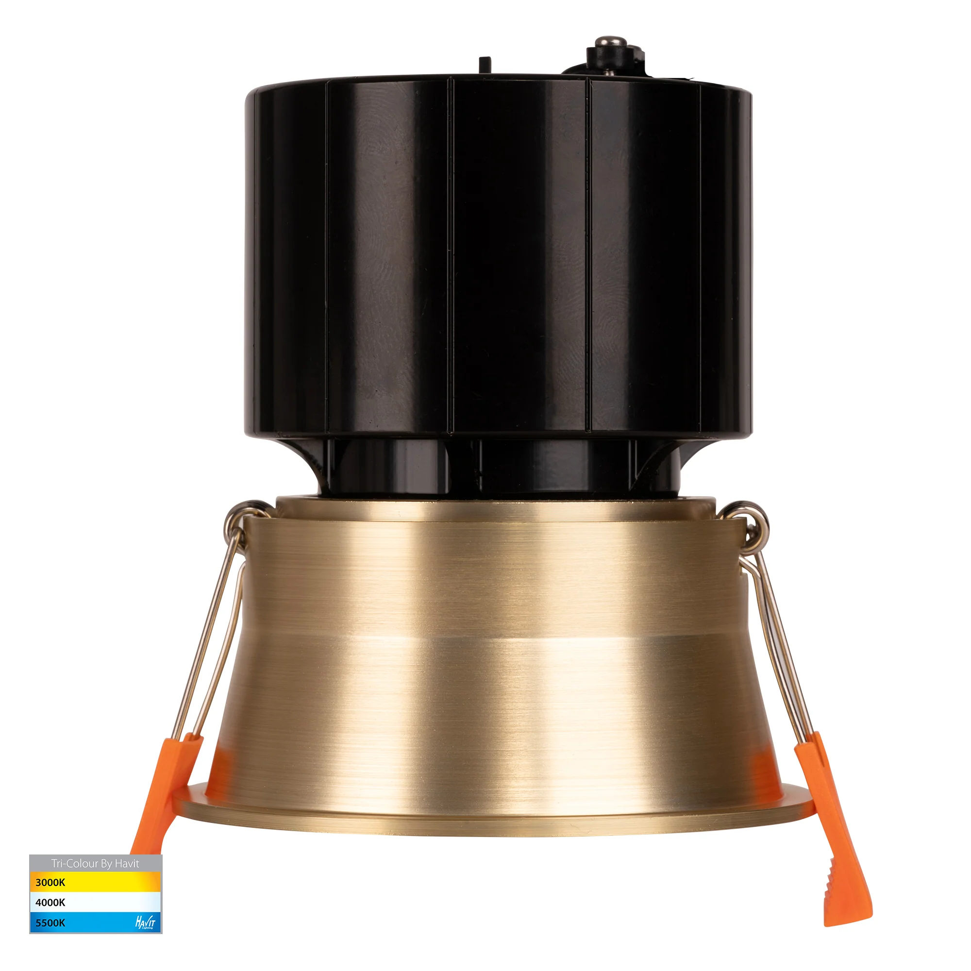 HV5513T-BR - Prime Brass Coloured Fixed Deep LED Downlight - Image 3