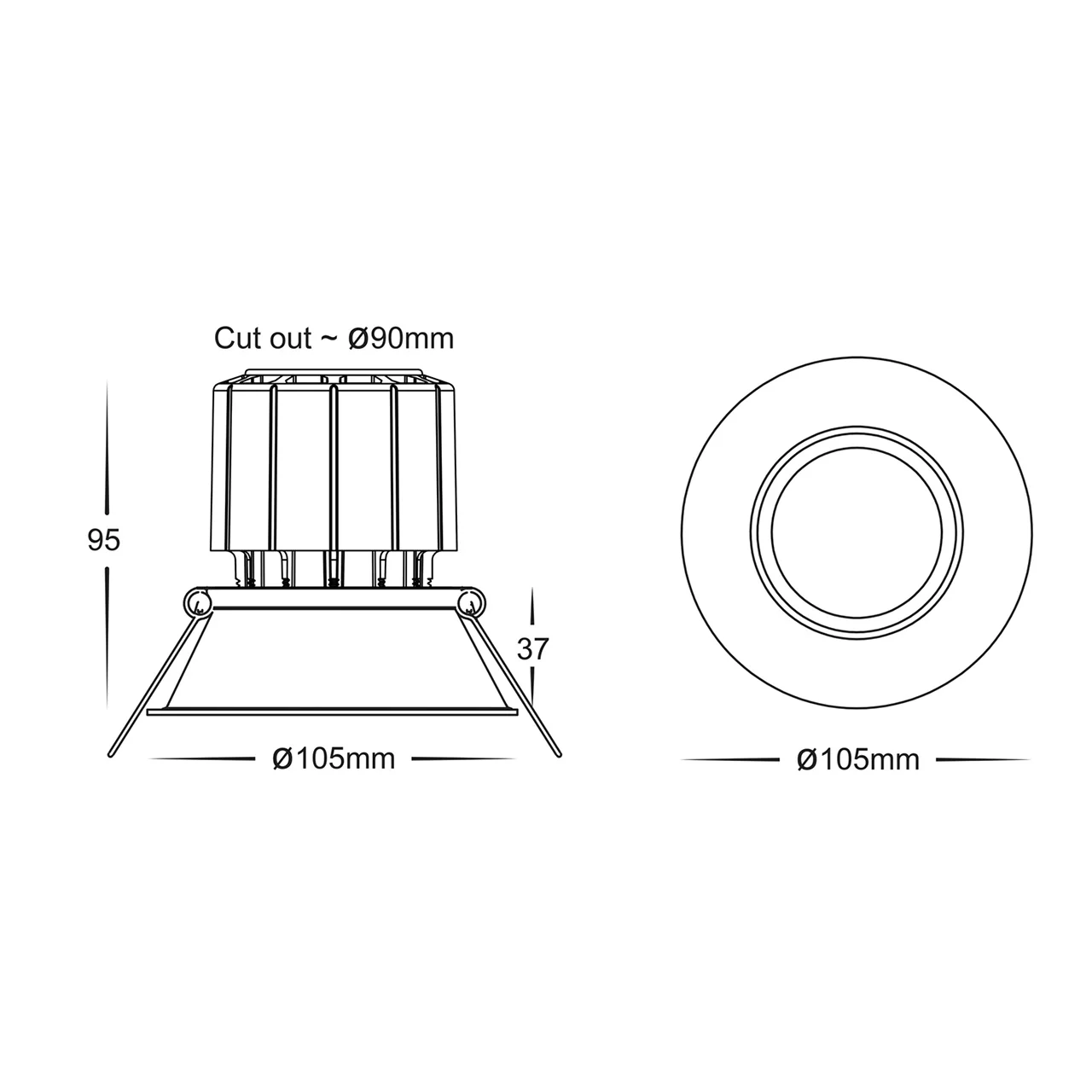 HV5514T-BLK - Prime Black Fixed Deep LED Downlight - Image 2