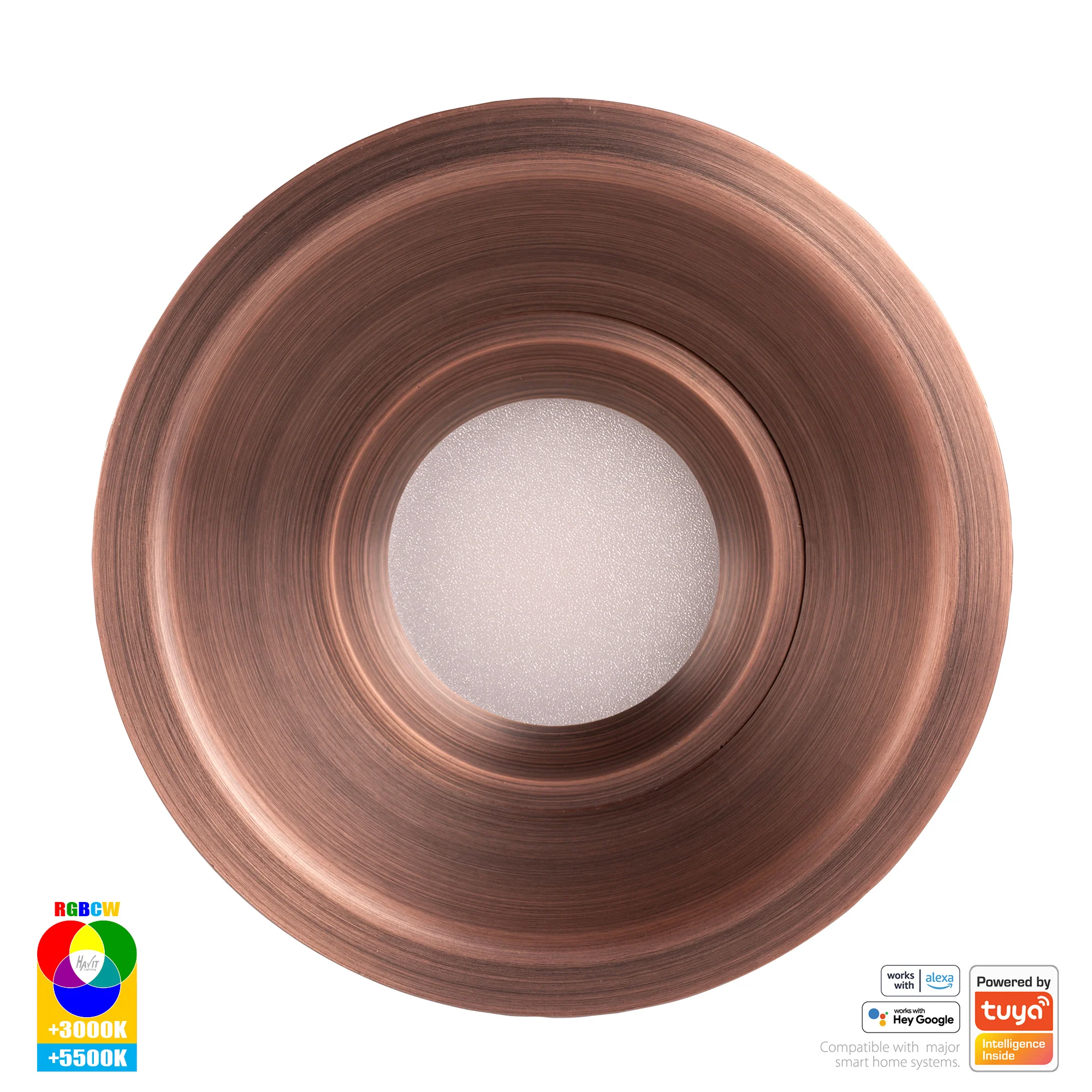 HV5514RGBCW-AB - Prime Antique Brass Fixed Deep RGBCW WIFI LED Downlight - Image 4