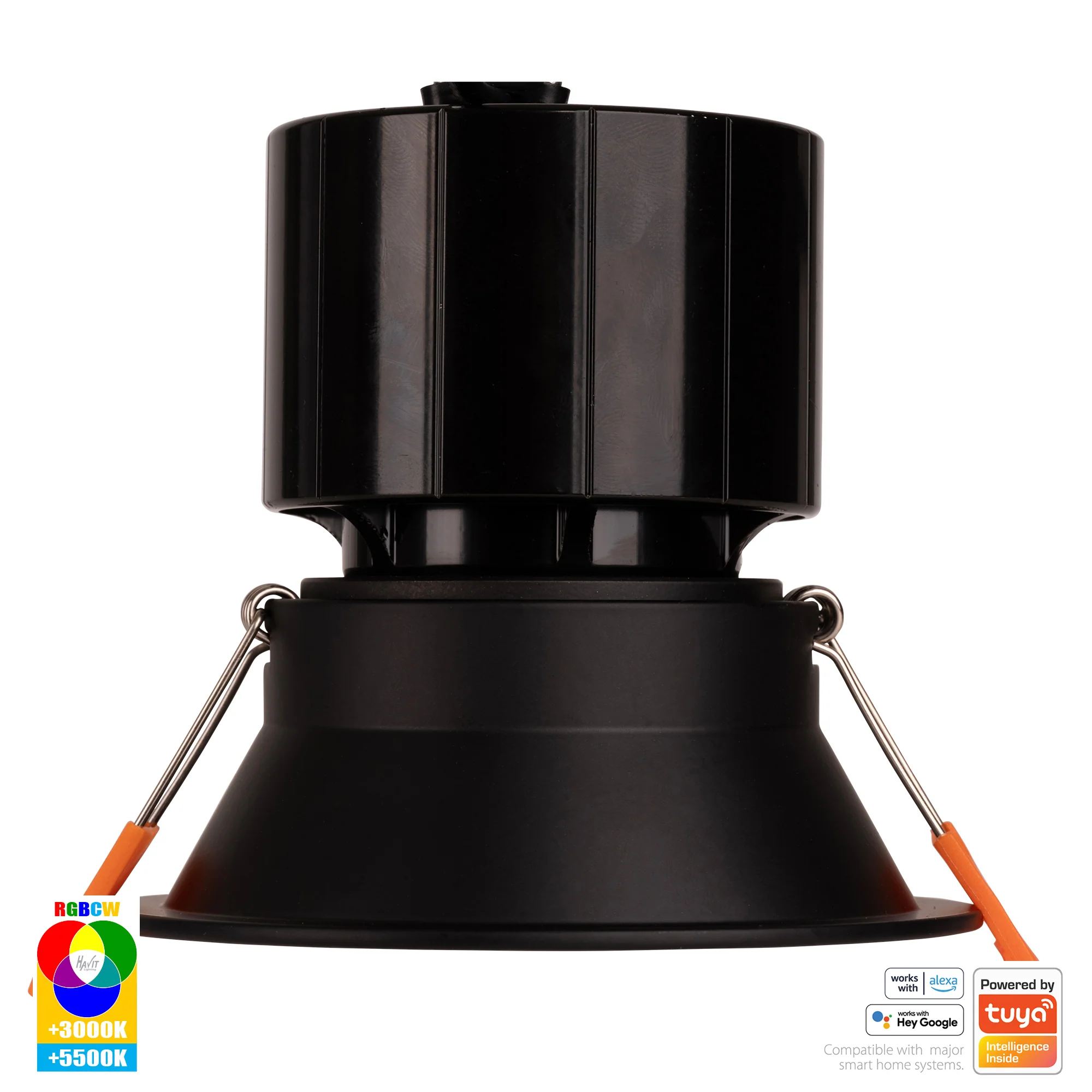 HV5514RGBCW-BLK - Prime Black Fixed Deep RGBCW WIFI LED Downlight - Image 3