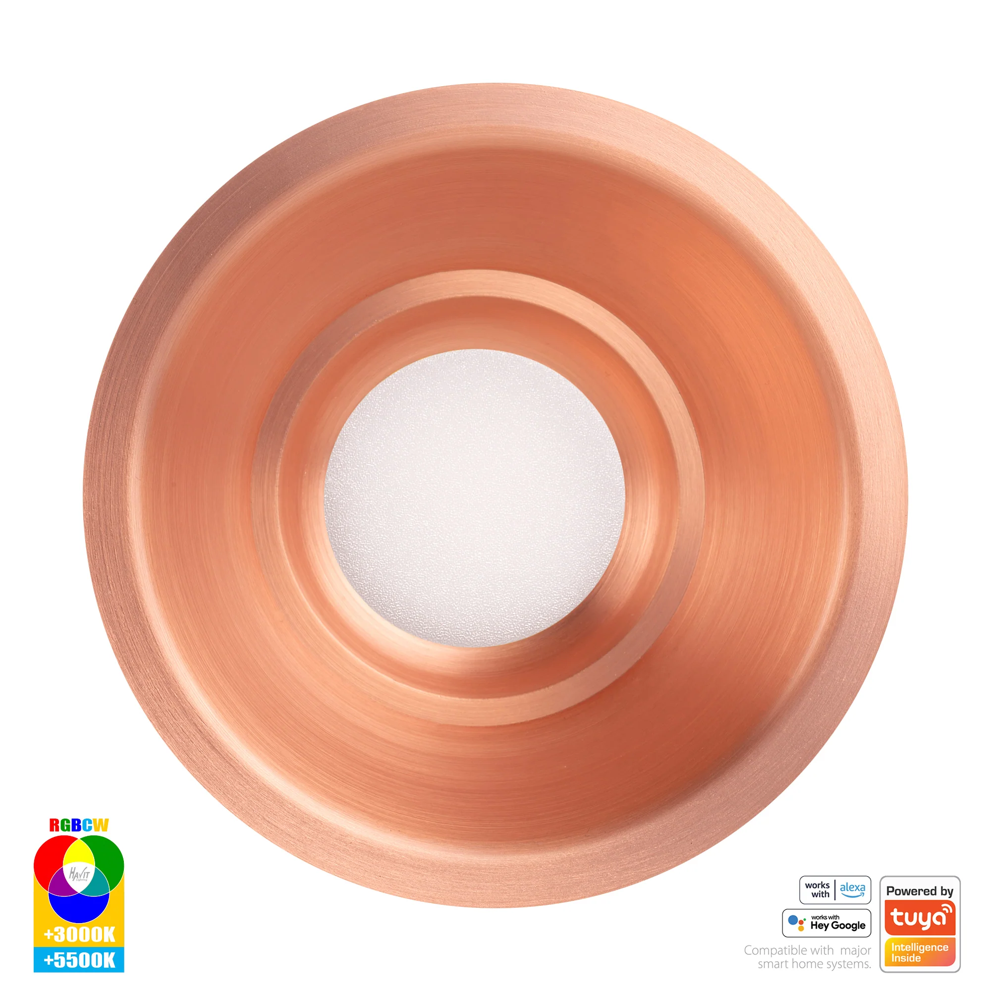 HV5514RGBCW-CP - Prime Copper Coloured Fixed Deep RGBCW WIFI LED Downlight - Image 4