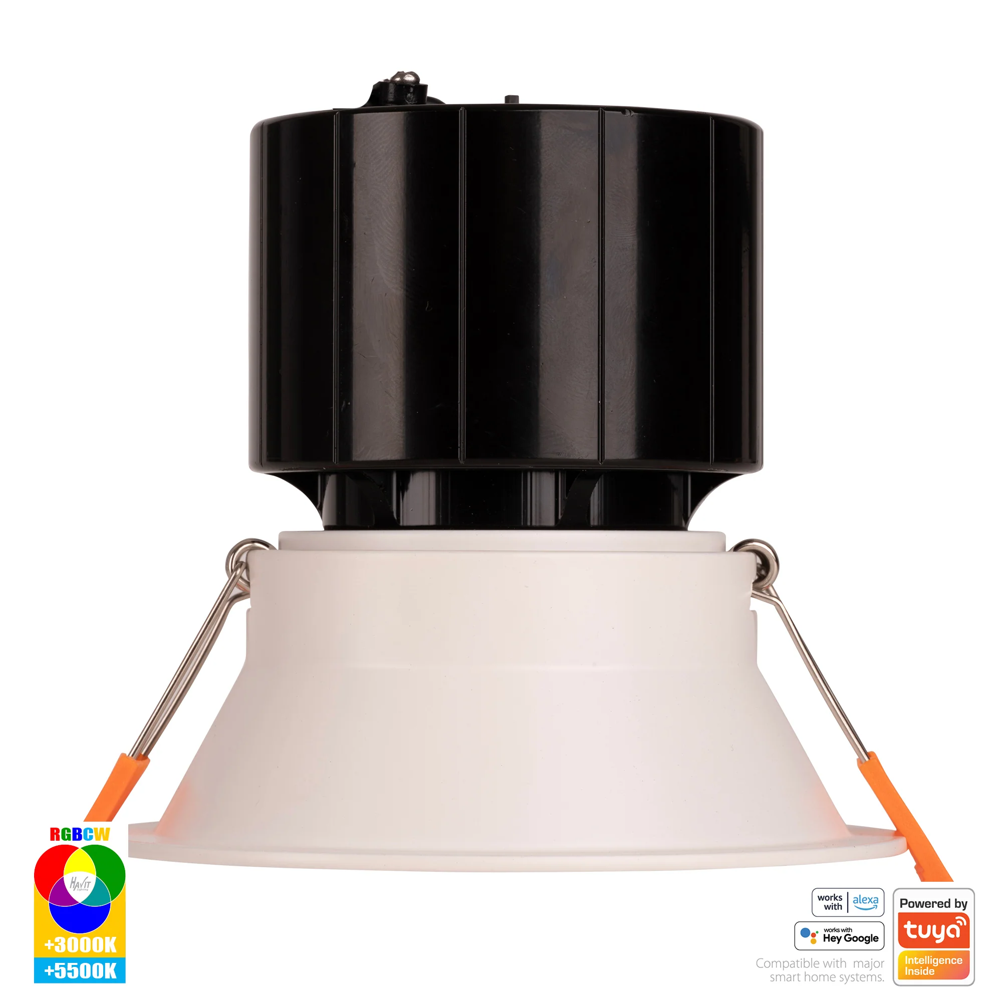 HV5514RGBCW-WHT - Prime White Fixed Deep RGBCW WIFI LED Downlight - Image 3